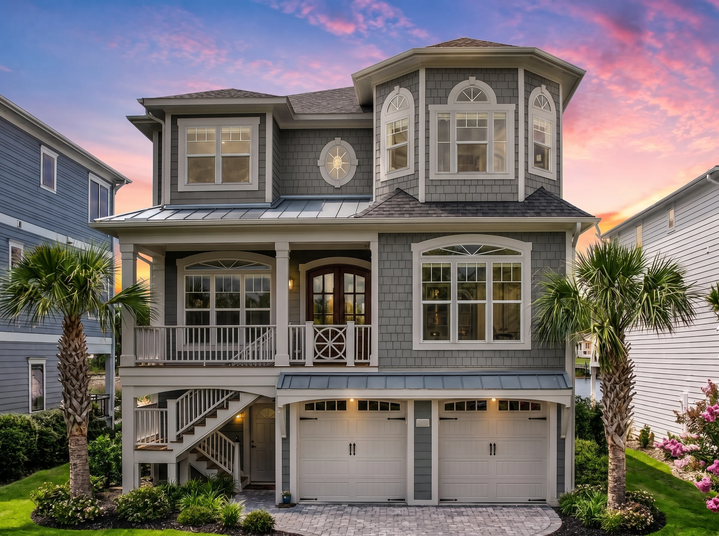 21-2307 HOUSE PLAN –  Coastal Home Plan – 5-Bed, 3.5-Bath, 3,821 SF - Warm Charcoal, AI-generated exterior concept