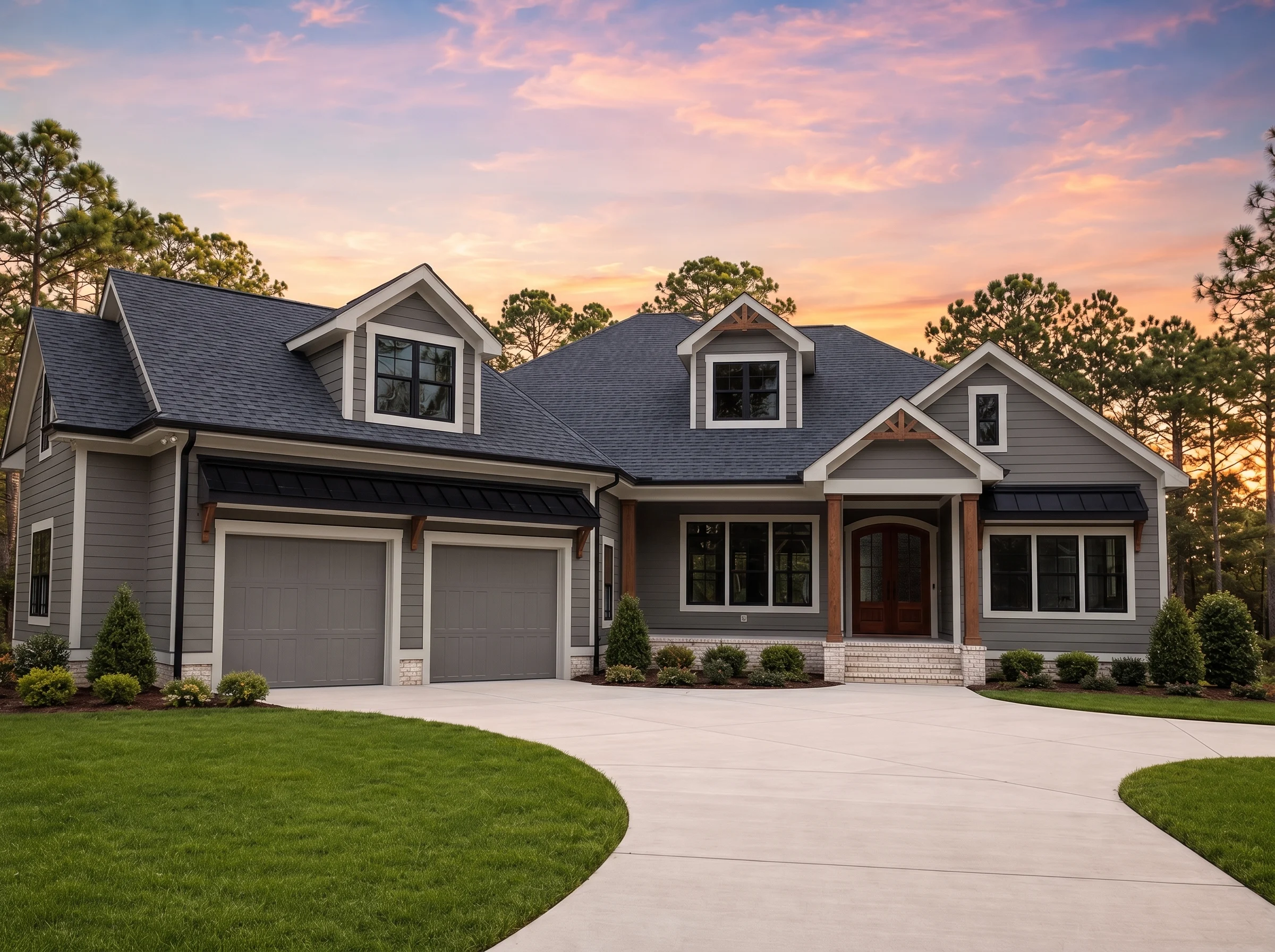 21-3311 HOUSE PLAN – Modern Farmhouse/Craftsman Home Plan – 4-Bed, 3-Bath, 2,905 SF - Warm Charcoal, AI-generated exterior concept