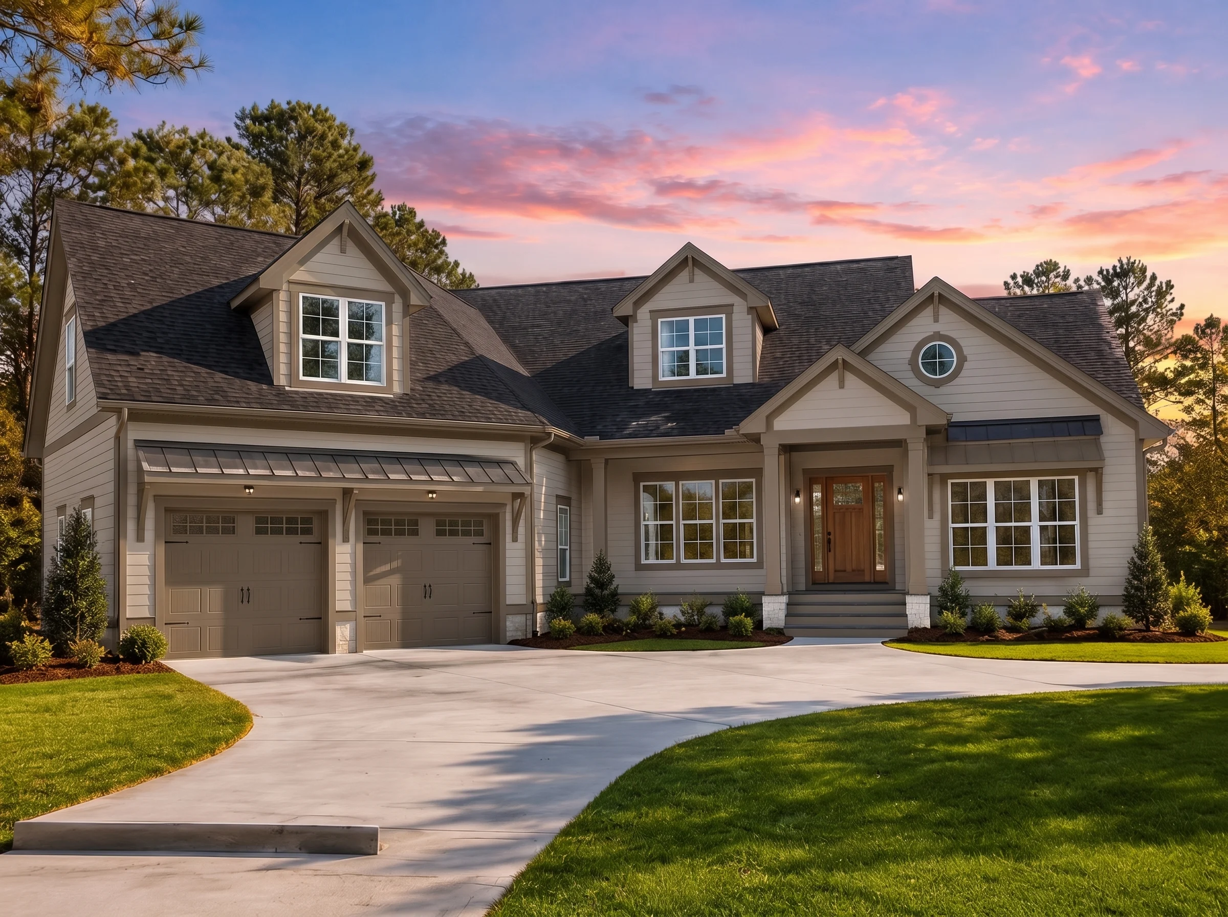 21-3168 HOUSE PLAN – Modern Farmhouse Home Plan – 4-Bed, 3.5-Bath, 2,827 SF - Mushroom Taupe, AI-generated exterior concept