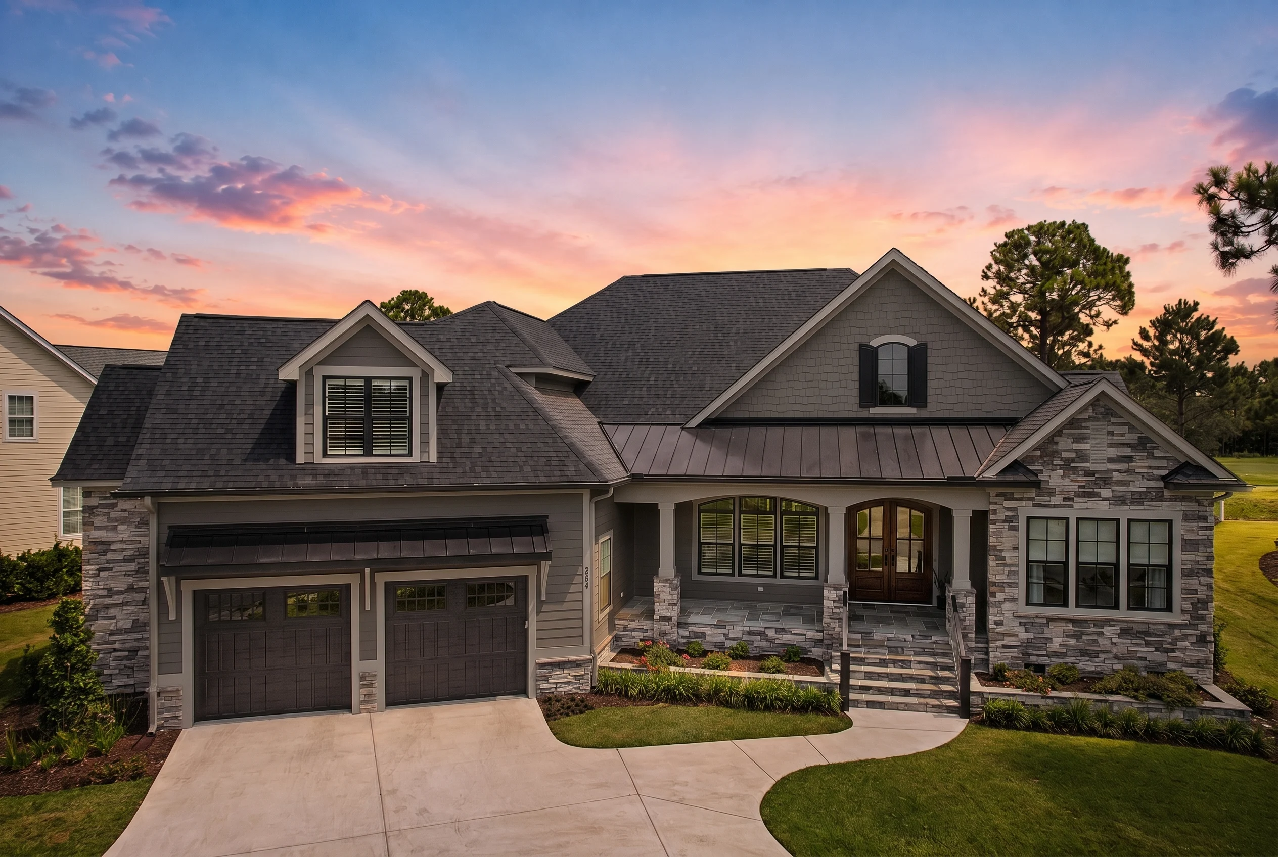 21-3417 HOUSE PLAN – Modern Craftsman Home Plan – 4-Bed, 5.5-Bath, 3,558 SF - Warm Charcoal, AI-generated exterior concept