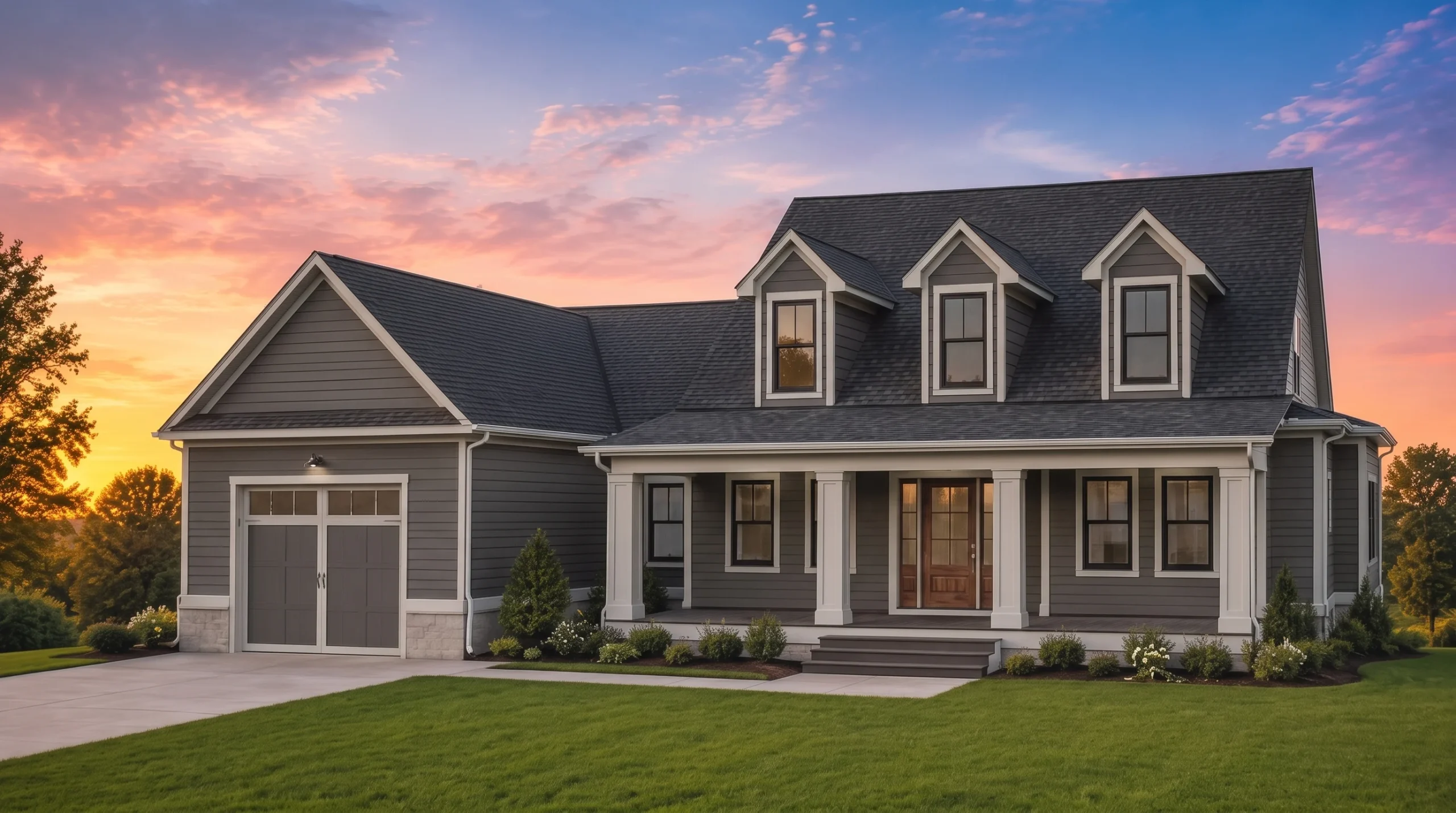 21-3356 HOUSE PLAN – Modern Farmhouse Home Plan – 3-Bed, 2.5-Bath, 2,243 SF - Warm Charcoal, AI-generated exterior concept