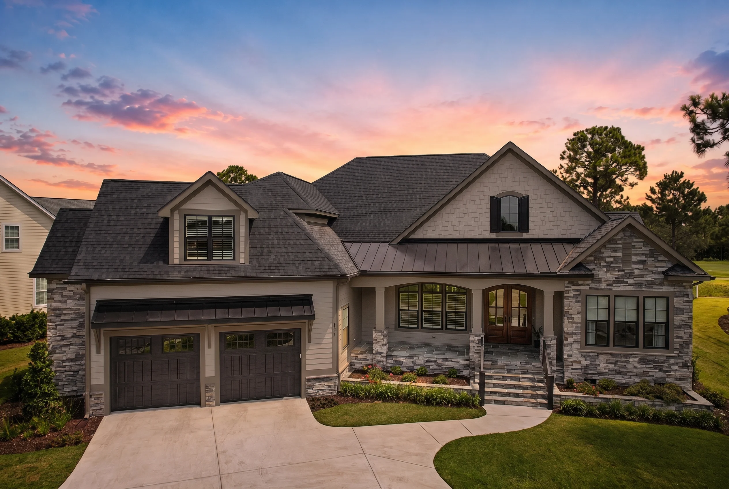 21-3417 HOUSE PLAN – Modern Craftsman Home Plan – 4-Bed, 5.5-Bath, 3,558 SF - Mushroom Taupe, AI-generated exterior concept