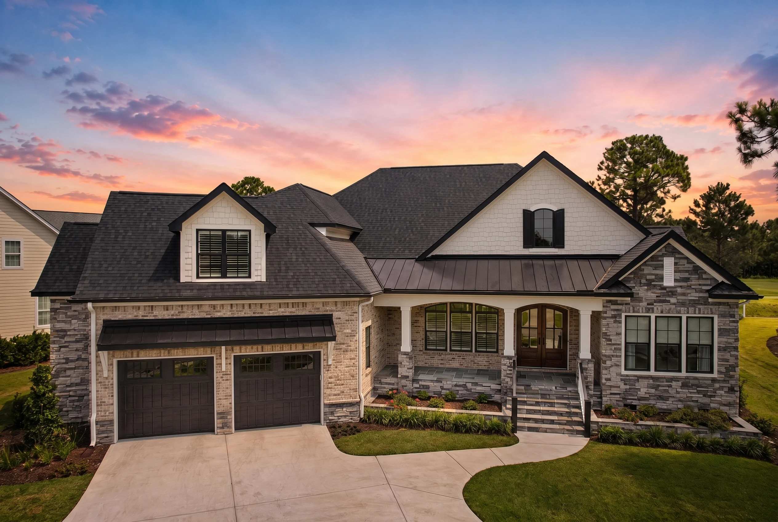 21-3417 HOUSE PLAN – Modern Craftsman Home Plan – 4-Bed, 5.5-Bath, 3,558 SF - Natural Brick, AI-generated exterior concept