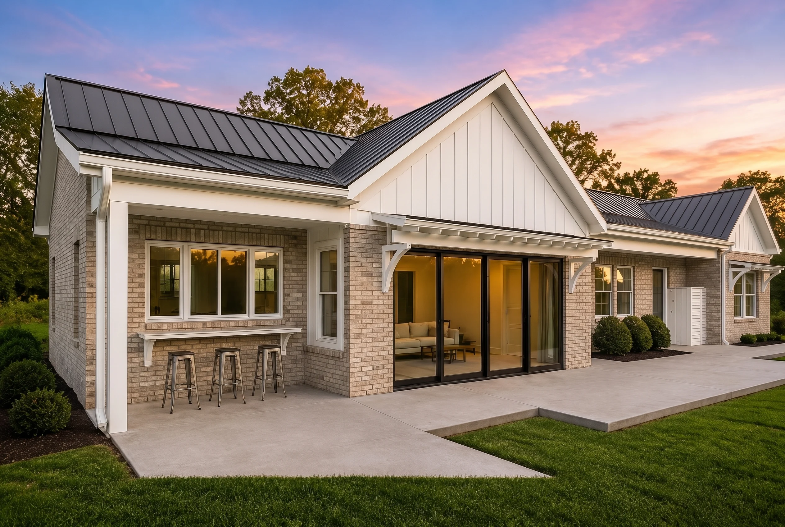 21-2855 HOUSE PLAN – ADU/Poolhouse Home Plan – 1-Bed, 1-Bath, 982 SF - Natural Brick, AI-generated exterior concept
