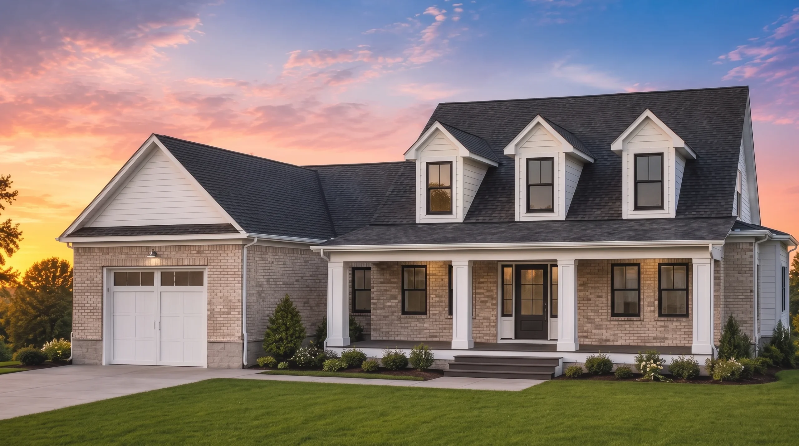 21-3356 HOUSE PLAN – Modern Farmhouse Home Plan – 3-Bed, 2.5-Bath, 2,243 SF - Natural Brick, AI-generated exterior concept