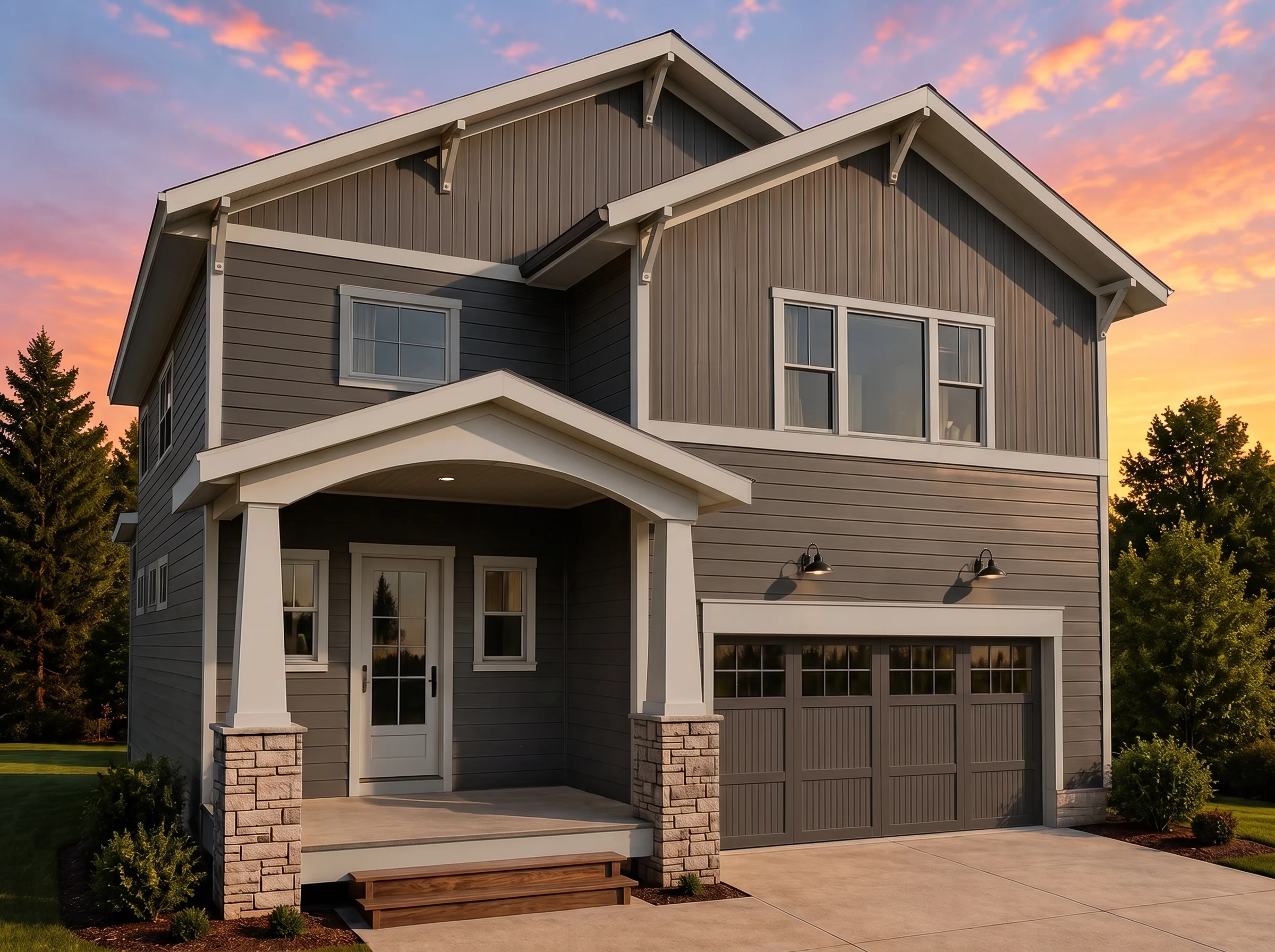 21-2606 HOUSE PLAN – Modern Farmhouse Home Plan – 3-Bed, 2.5-Bath, 2,470 SF - Warm Charcoal, AI-generated exterior concept