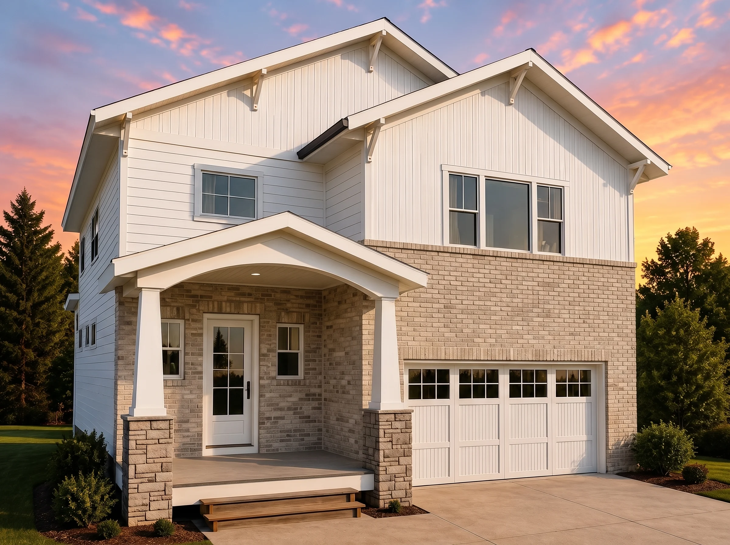 21-2606 HOUSE PLAN – Modern Farmhouse Home Plan – 3-Bed, 2.5-Bath, 2,470 SF - Natural Brick, AI-generated exterior concept