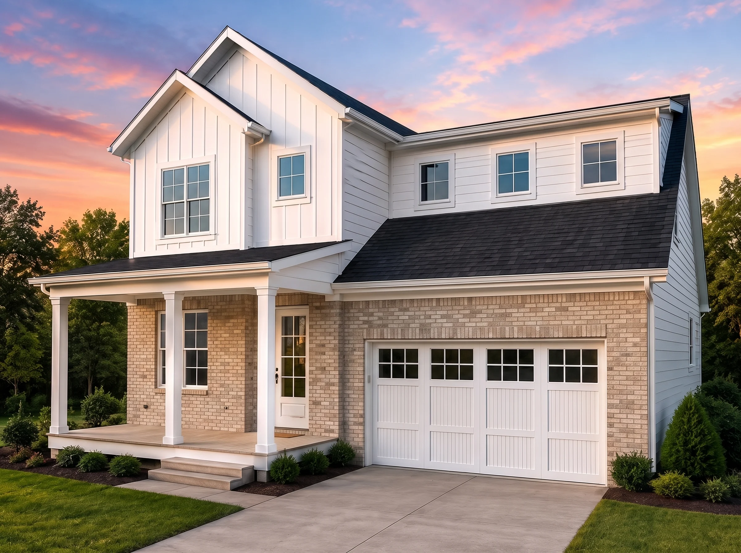 21-3285 HOUSE PLAN – Modern Farmhouse Home Plan – 4-Bed, 3-Bath, 2,583 SF - Natural Brick, AI-generated exterior concept