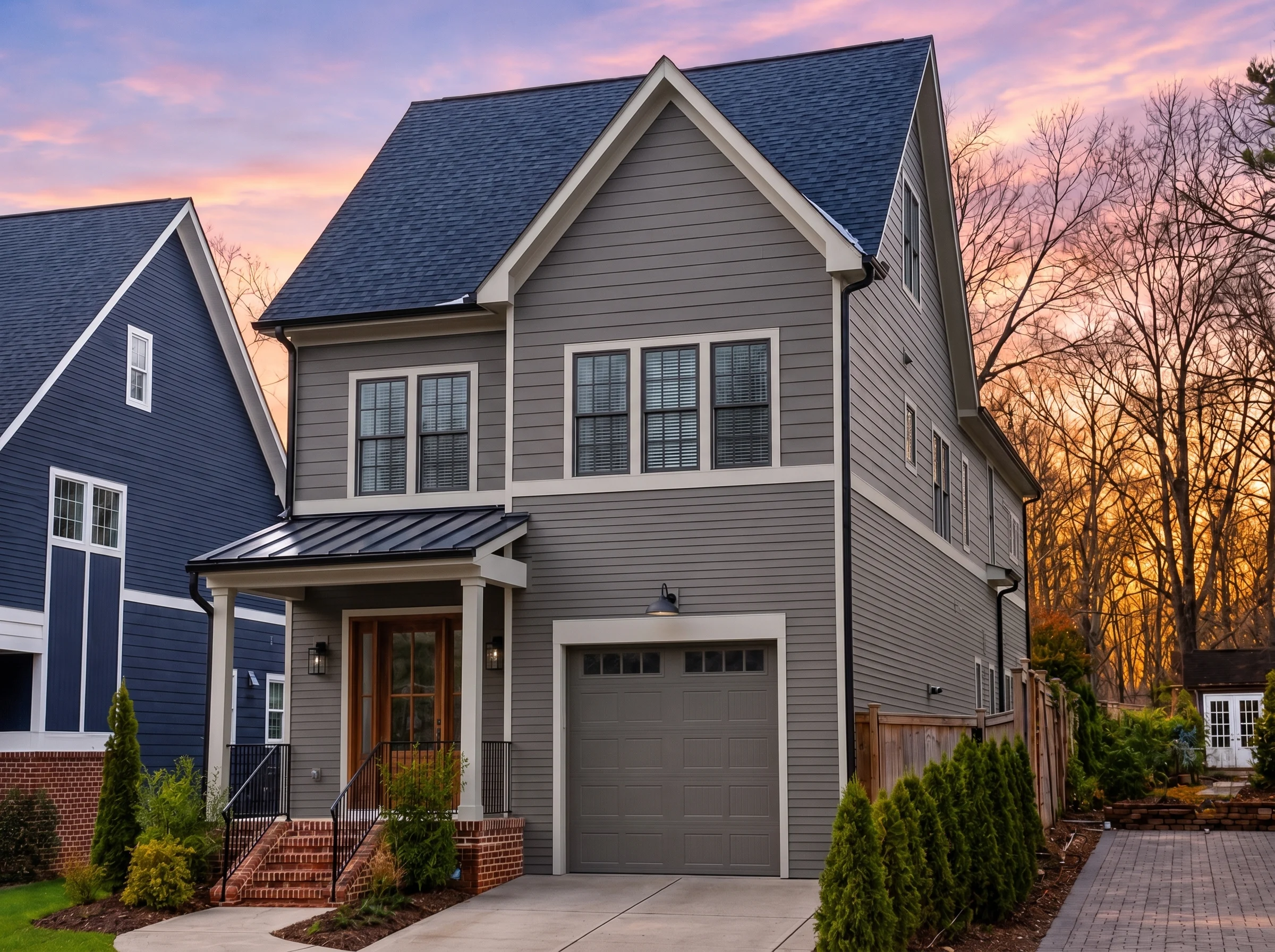 21-3078 HOUSE PLAN – Modern Farmhouse Home Plan – 4-Bed, 3-Bath, 3,018 SF - Warm Charcoal, AI-generated exterior concept