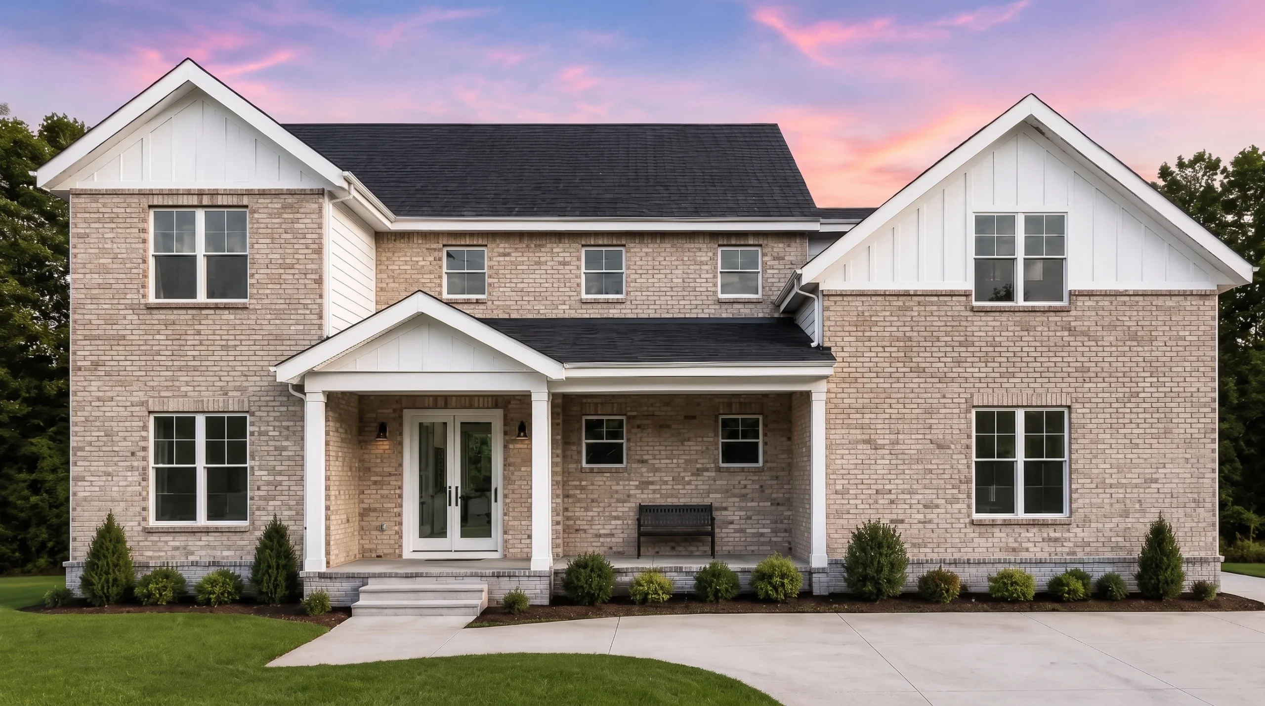 21-2885 HOUSE PLAN – Modern Farmhouse Home Plan – 4-Bed, 3-Bath, 3,170 SF - Natural Brick, AI-generated exterior concept