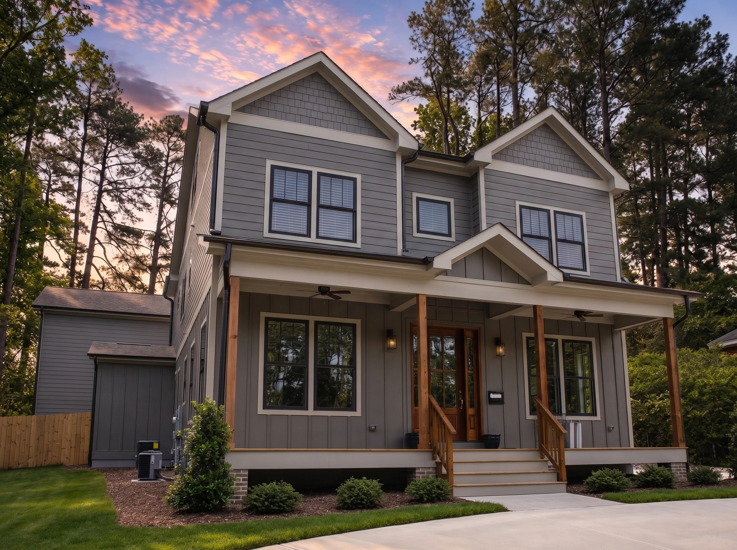 21-2684 HOUSE PLAN – Modern Farmhouse Home Plan – 4-Bed, 4-Bath, 2,551 SF - Warm Charcoal, AI-generated exterior concept