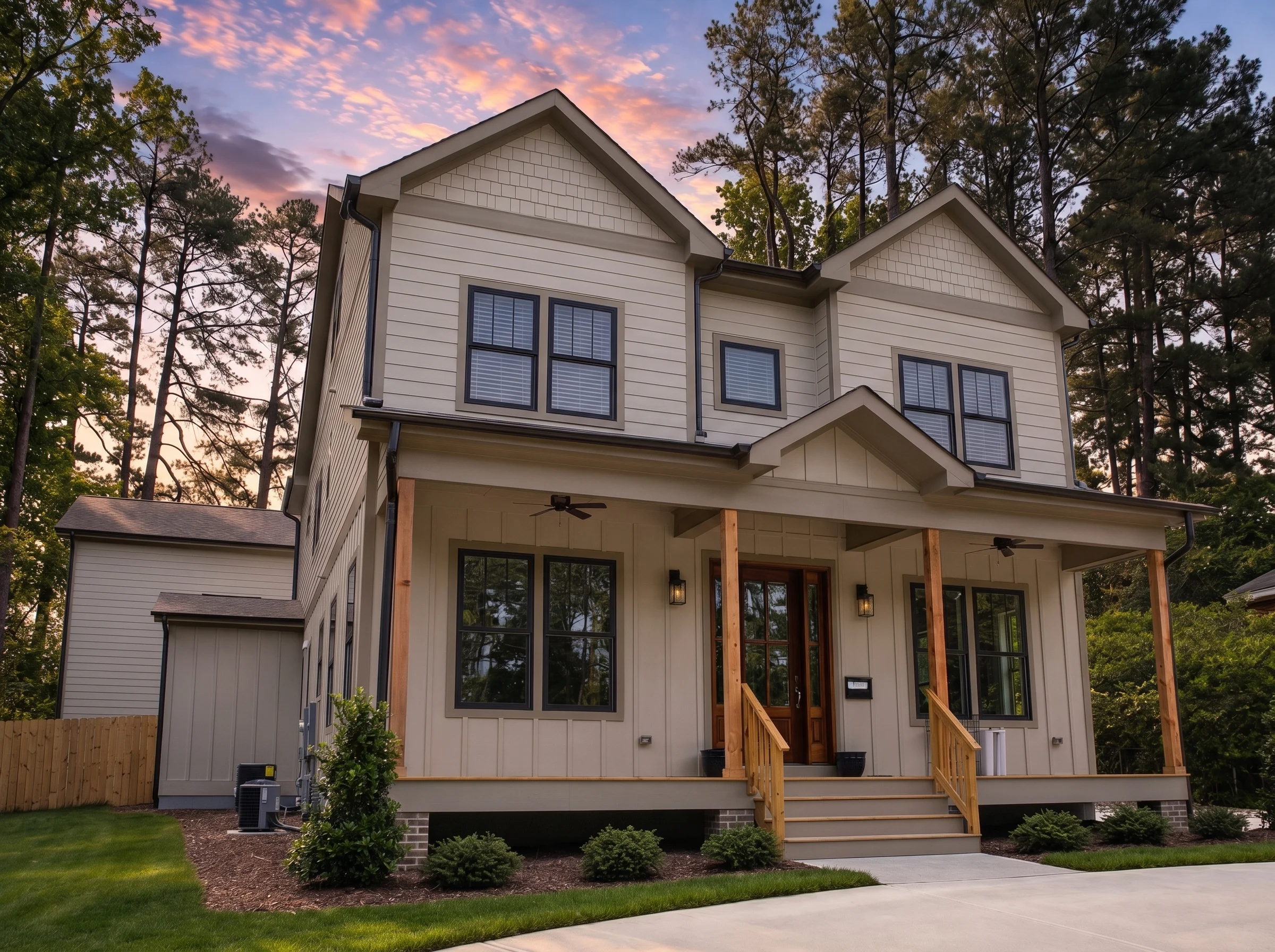 21-2684 HOUSE PLAN – Modern Farmhouse Home Plan – 4-Bed, 4-Bath, 2,551 SF - Mushroom Taupe, AI-generated exterior concept