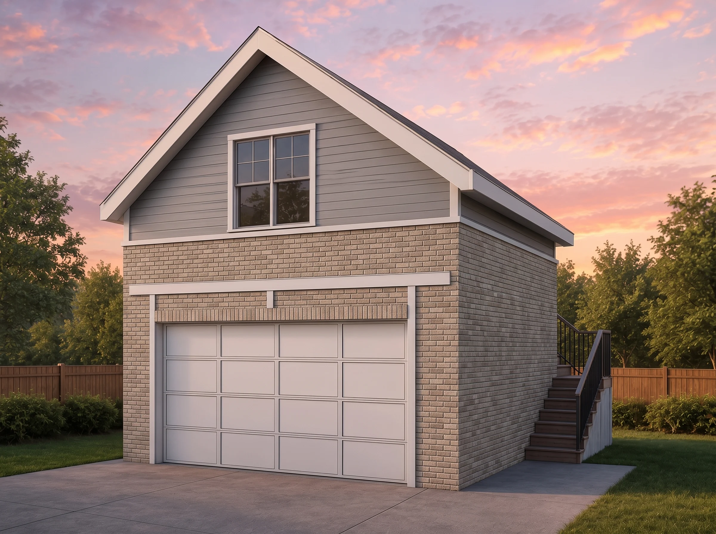 21-2854 HOUSE PLAN – ADU Home Plan – 1-Bed, 1-Bath, 290 SF - Natural Brick, AI-generated exterior concept