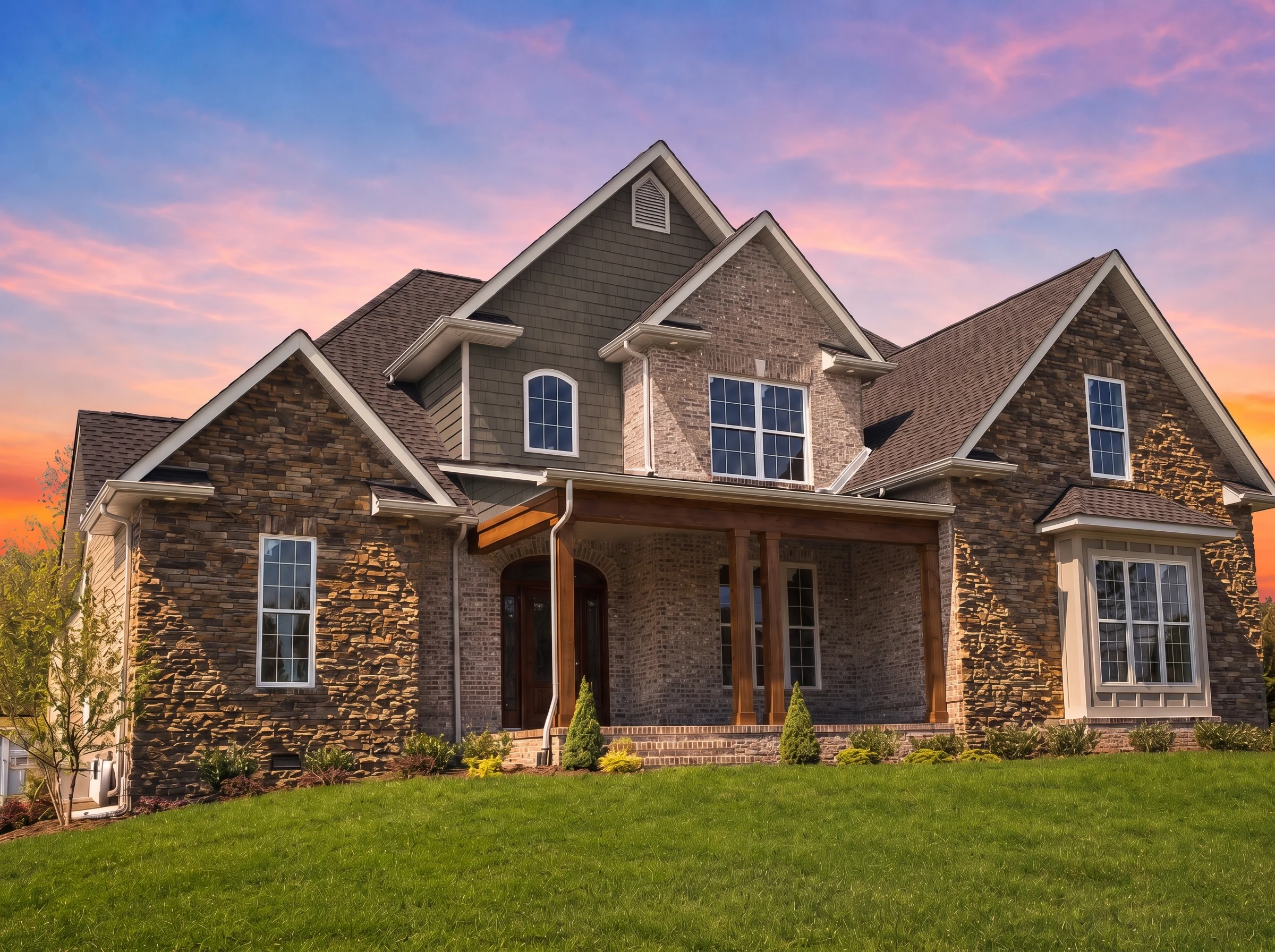 8-2024 HOUSE PLAN – Craftsman Home Plan – 3-Bed, 2.5-Bath, 2,234 SF - Warm Charcoal, AI-generated exterior concept