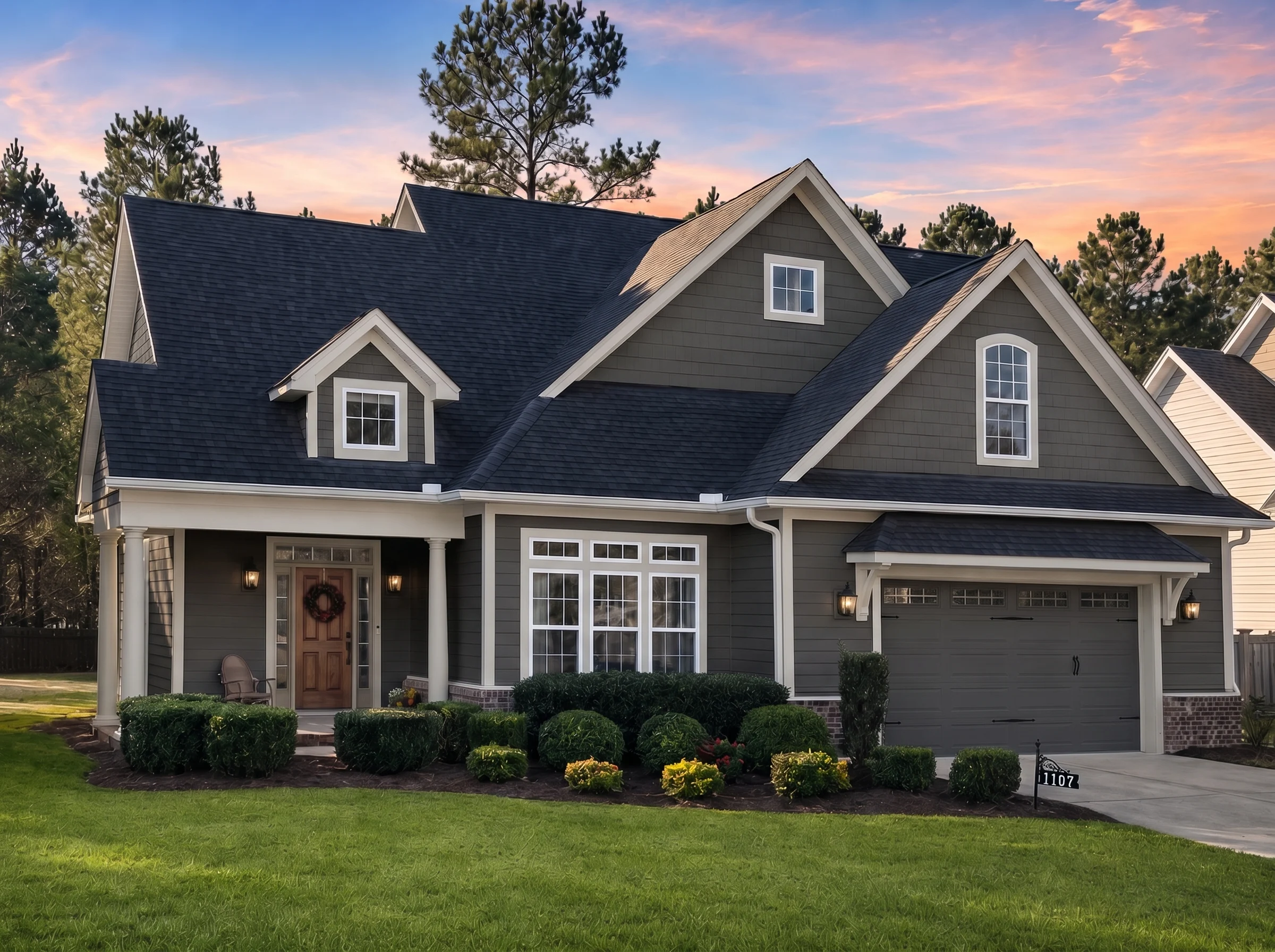 11-1022 HOUSE PLAN – Craftsman Home Plan – 3-Bed, 2-Bath, 2,601 SF - Warm Charcoal, AI-generated exterior concept