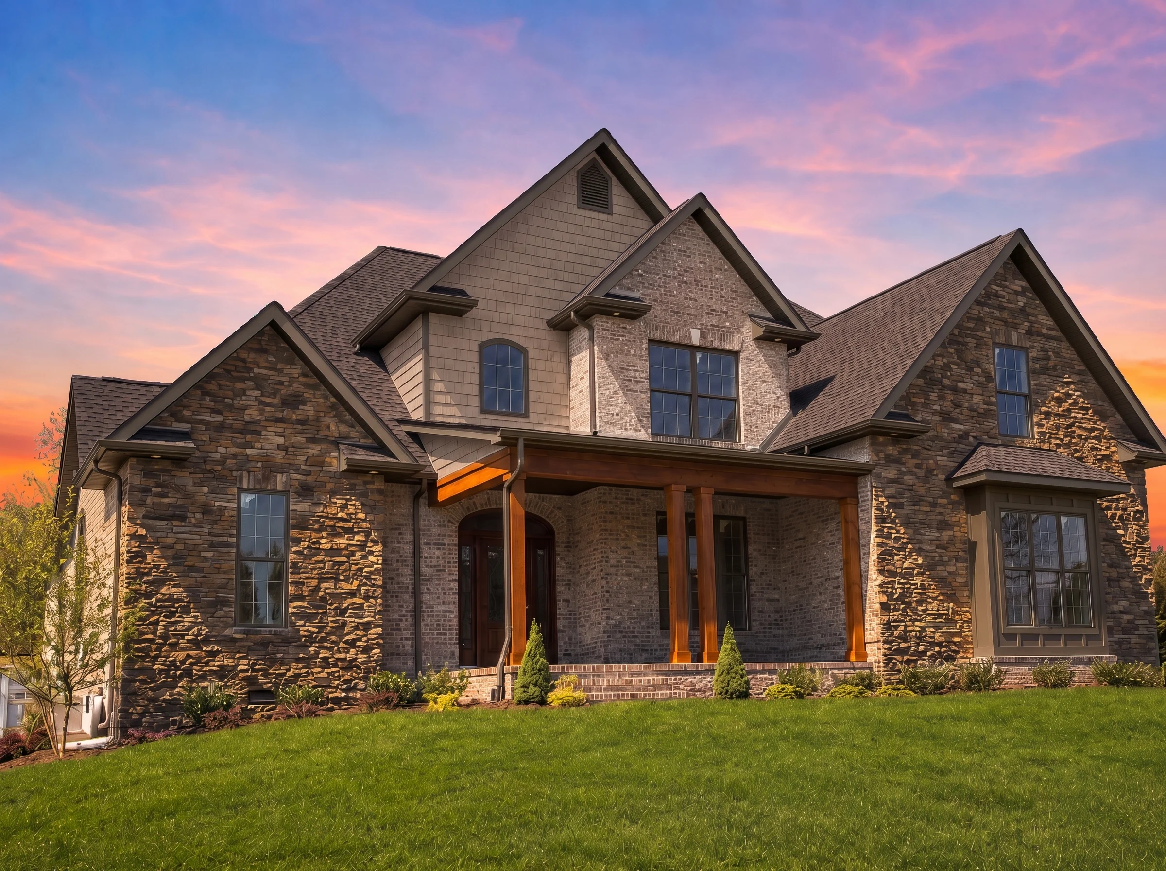 8-2024 HOUSE PLAN – Craftsman Home Plan – 3-Bed, 2.5-Bath, 2,234 SF - Mushroom Taupe, AI-generated exterior concept
