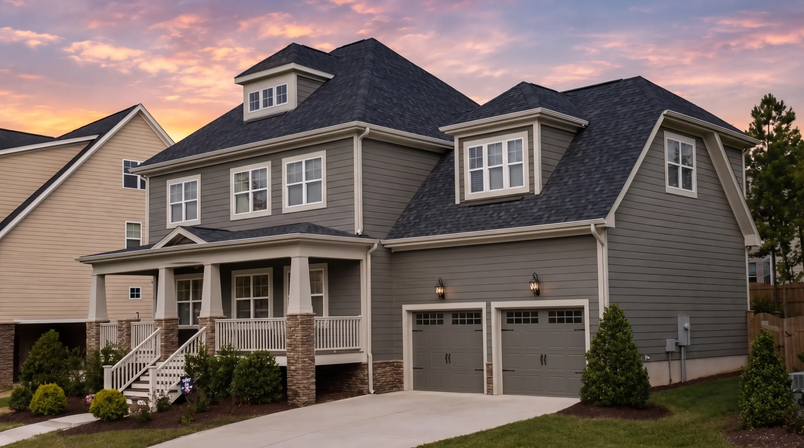11-1643 HOUSE PLAN – Craftsman Home Plan – 4-Bed, 4-Bath, 3,499 SF - Warm Charcoal, AI-generated exterior concept