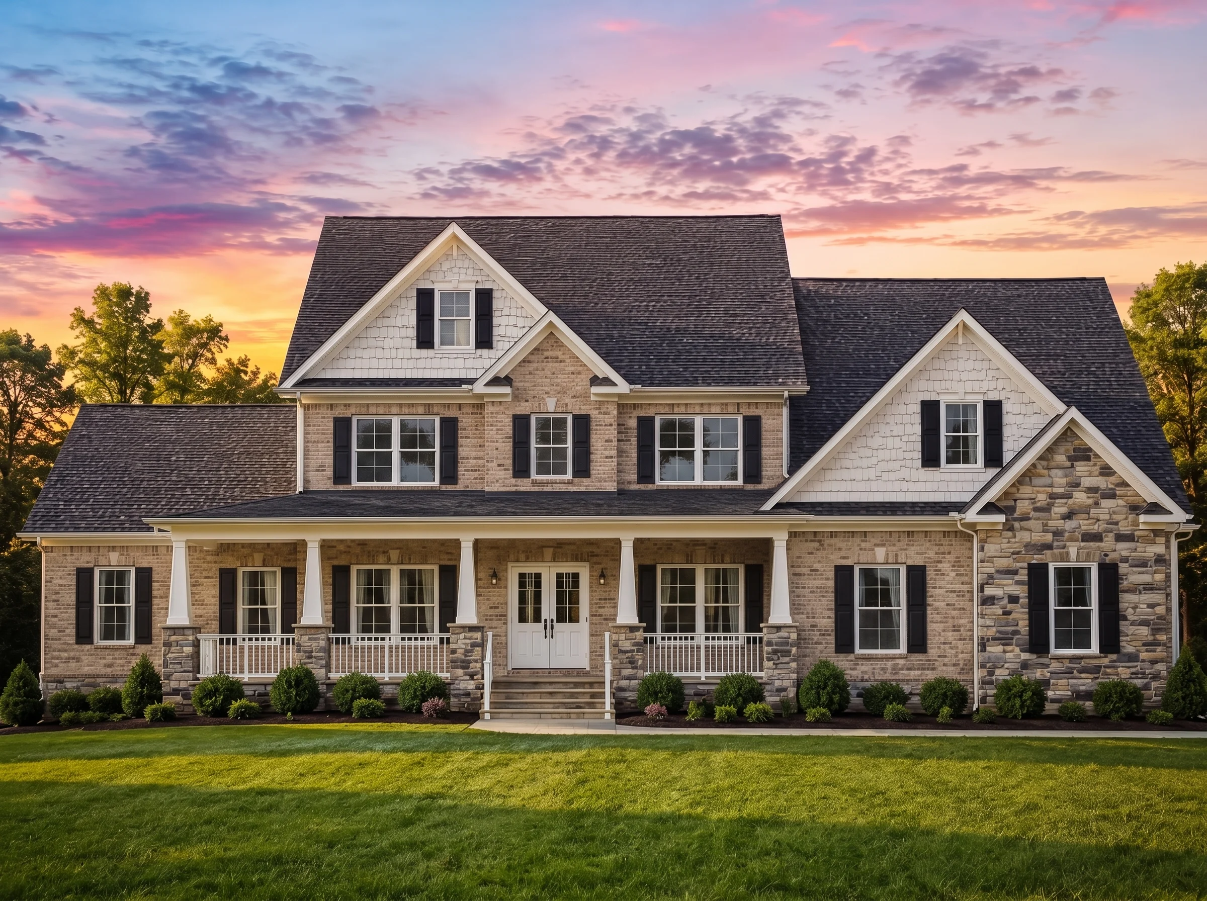 11-1236 HOUSE PLAN – Farmhouse Home Plan – 4-Bed, 3.5-Bath, 3,448 SF - Natural Brick, AI-generated exterior concept