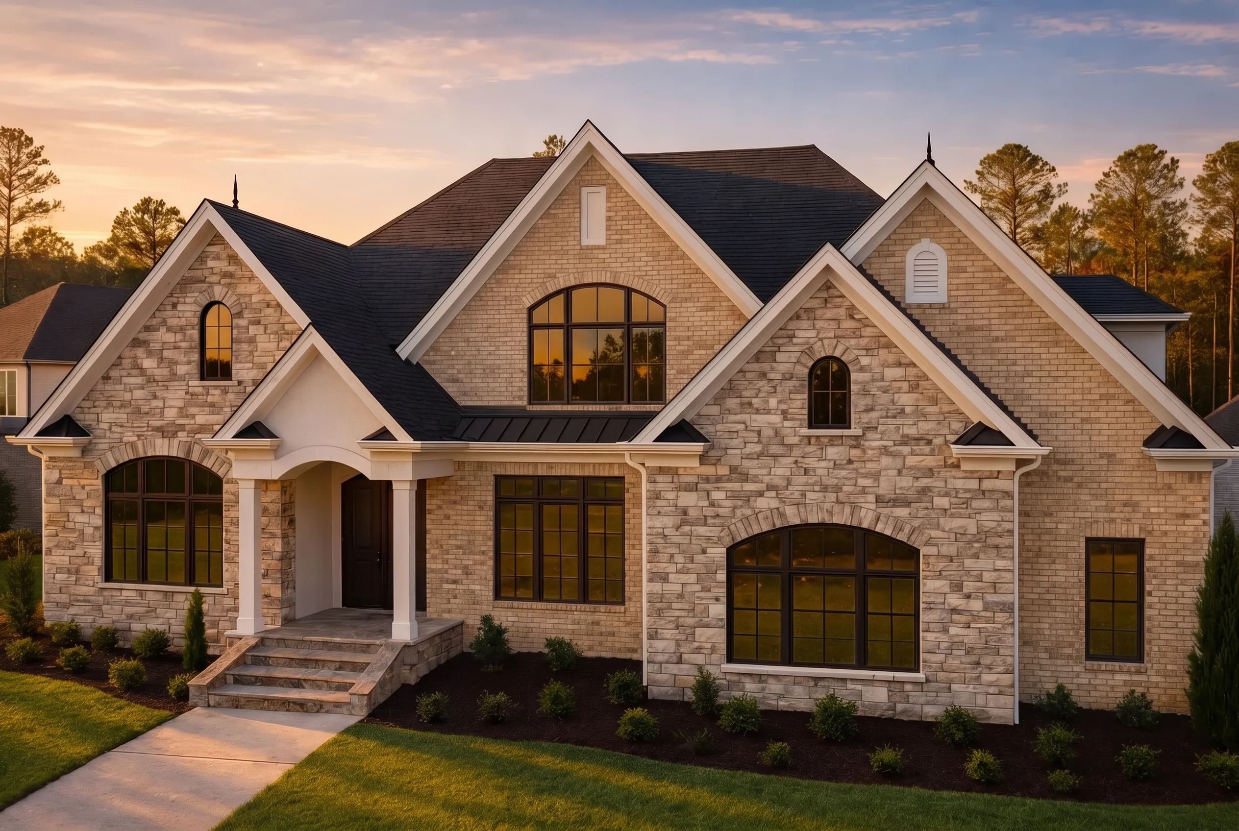 Plan  18-1874 – The Robinson Haven |  New American – 4-Bed, 3.5-Bath, 1,390 SF - Natural Brick, AI-generated exterior concept
