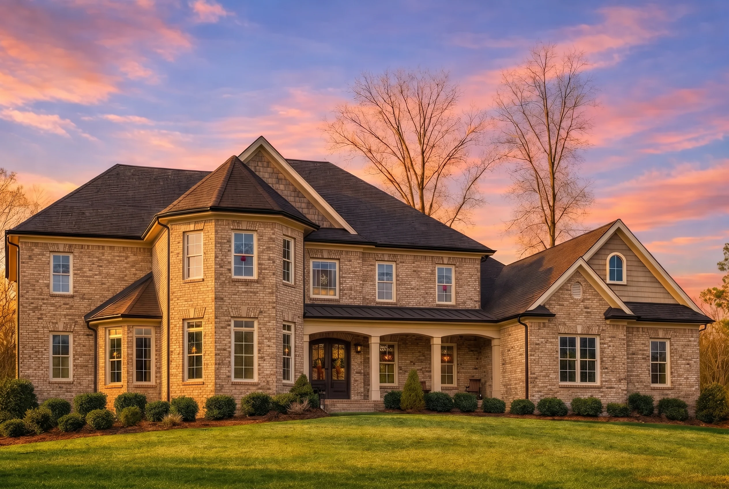 Plan  12-2926 – Hickory Run Retreat  | Traditional Colonial – 4-Bed, 1-Bath, 6,506 SF - Natural Brick, AI-generated exterior concept
