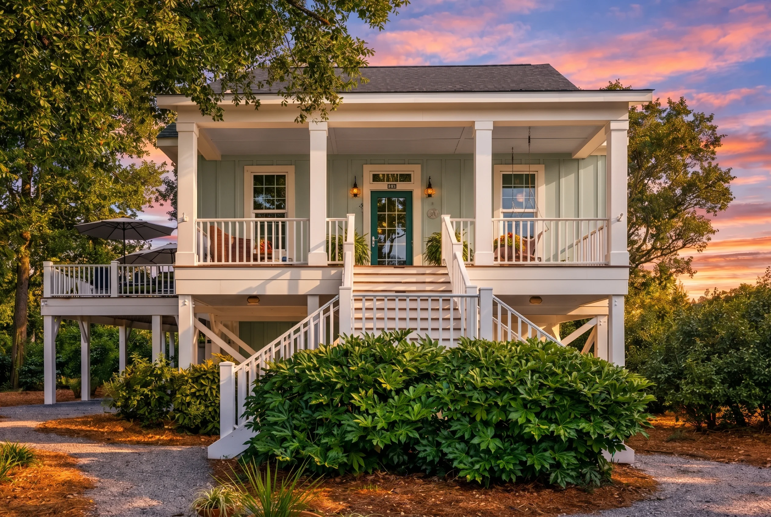 Plan  14-2119 – Laurel Brook Cottage  | Southern Low Country – 3-Bed, 2.5-Bath, 2,197 SF - Muted Sage, AI-generated exterior concept