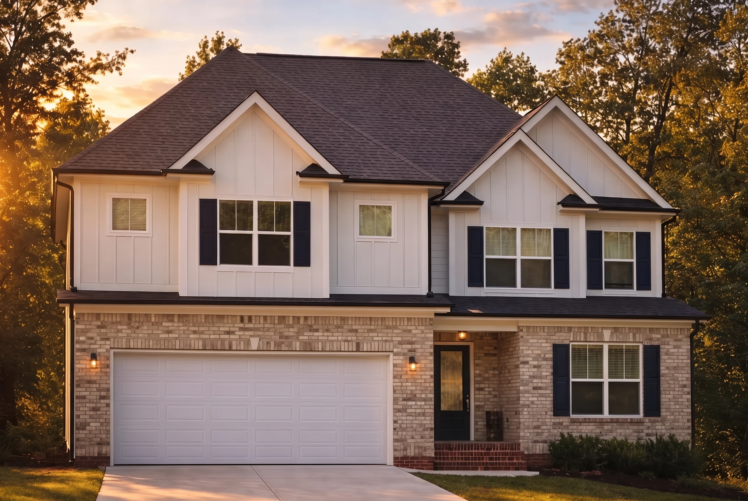 Plan  20-1935 – The Jones Farmhouse  | Modern Farmhouse – 4-Bed, 3.5-Bath, 3,327 SF - Natural Brick, AI-generated exterior concept