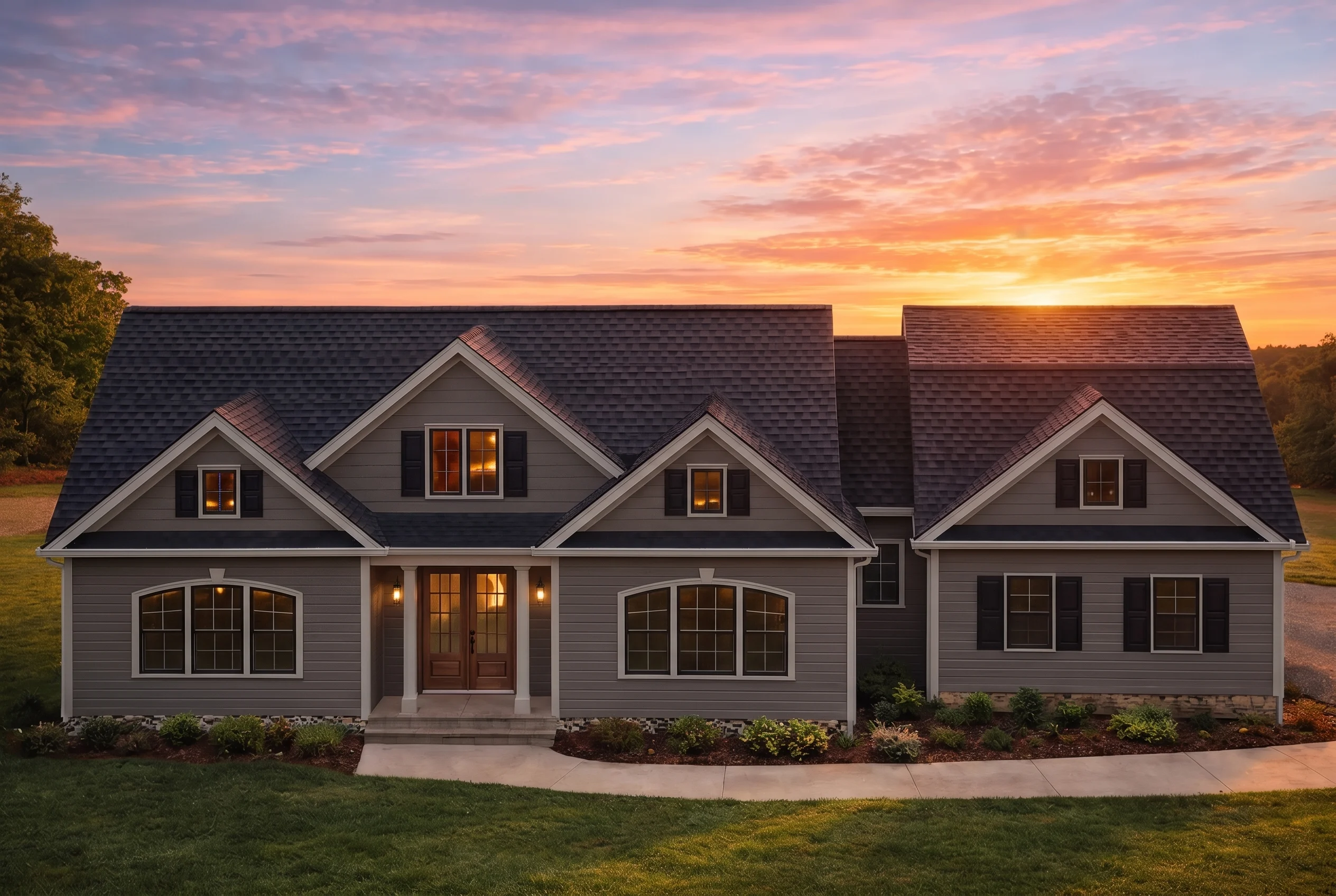 Plan  20-1121 – The King Station |  Cape Cod – 4-Bed, 4.5-Bath, 2,858 SF - Warm Charcoal, AI-generated exterior concept