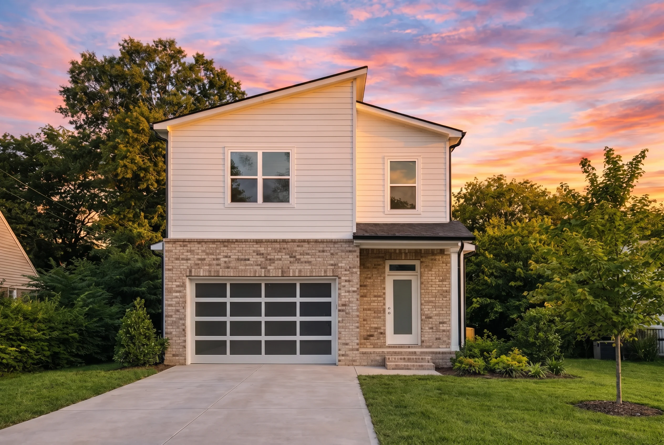 Plan  19-1759 – Barnes Ridge |  Modern Farmhouse – 3-Bed, 2.5-Bath, 1,577 SF - Natural Brick, AI-generated exterior concept