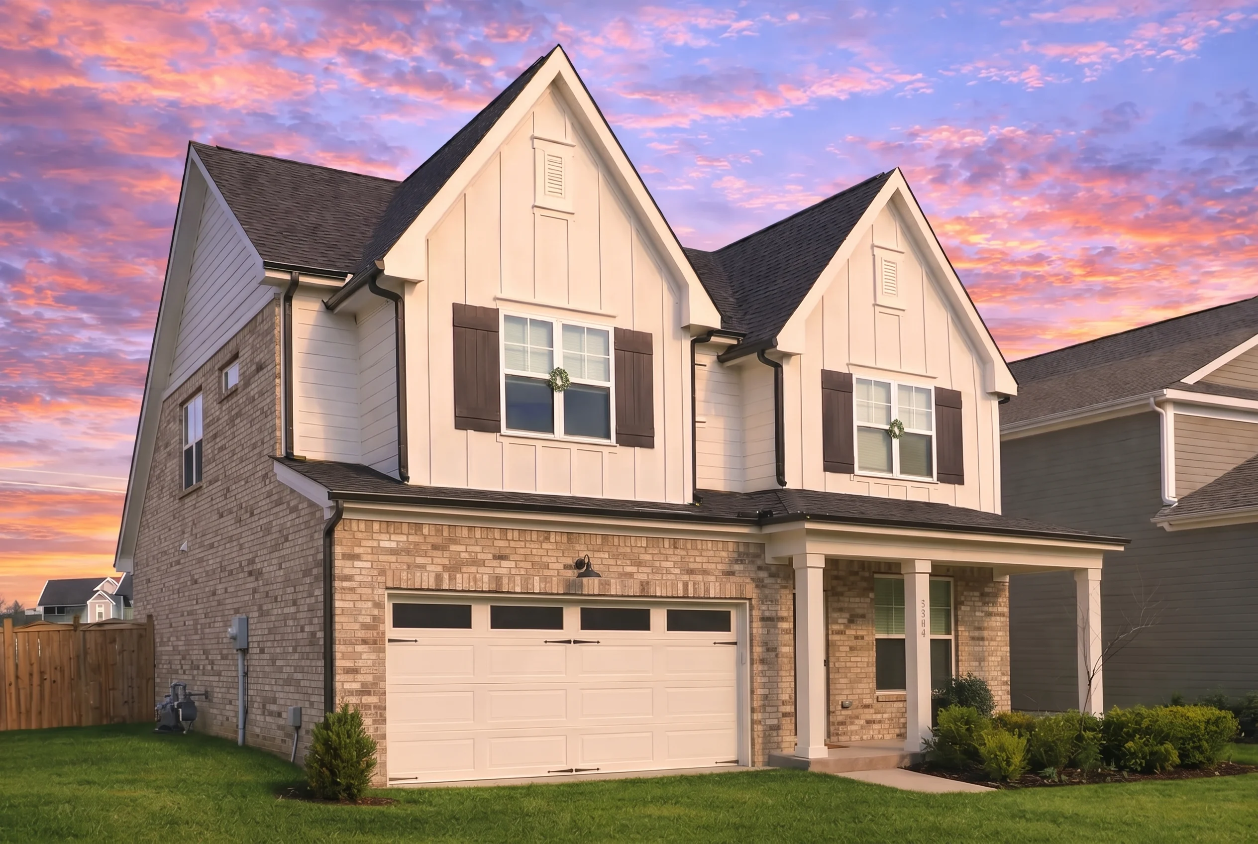 Plan  20-1952 – Brown Ridge | New  American – 3-Bed, 2-Bath, 2,386 SF - Natural Brick, AI-generated exterior concept