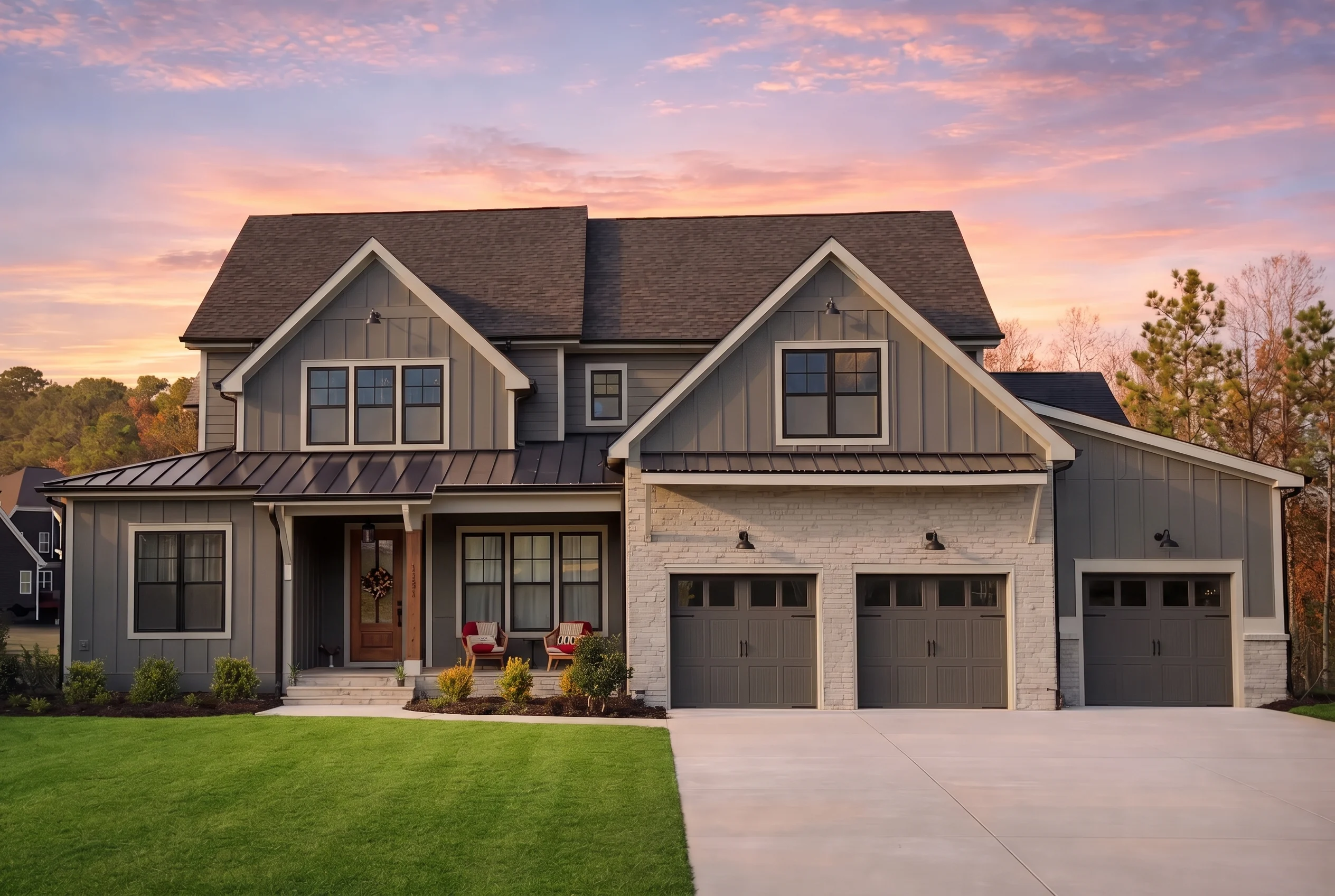 Plan  20-1508 – Rivera Walk | Modern  Farmhouse – 5-Bed, 4.5-Bath, 4,132 SF - Warm Charcoal, AI-generated exterior concept