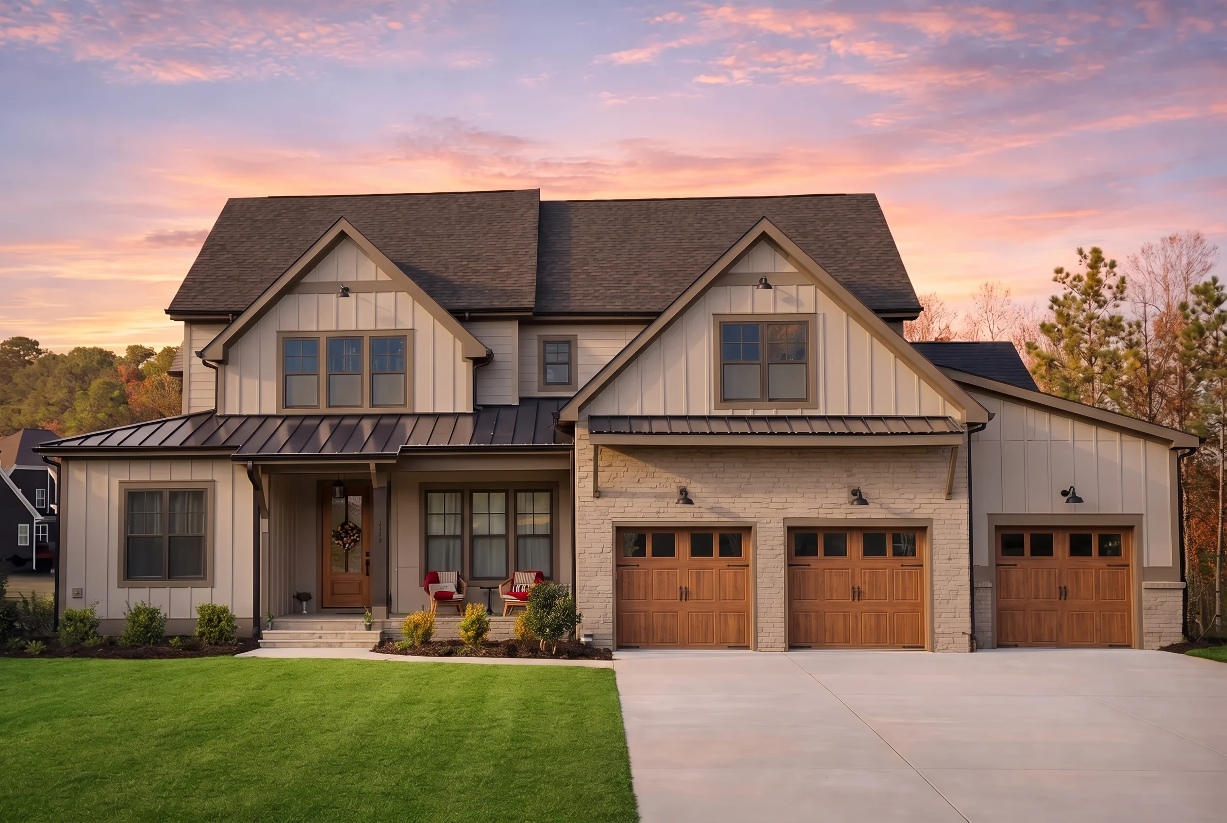 Plan  20-1508 – Rivera Walk | Modern  Farmhouse – 5-Bed, 4.5-Bath, 4,132 SF - Mushroom Taupe, AI-generated exterior concept