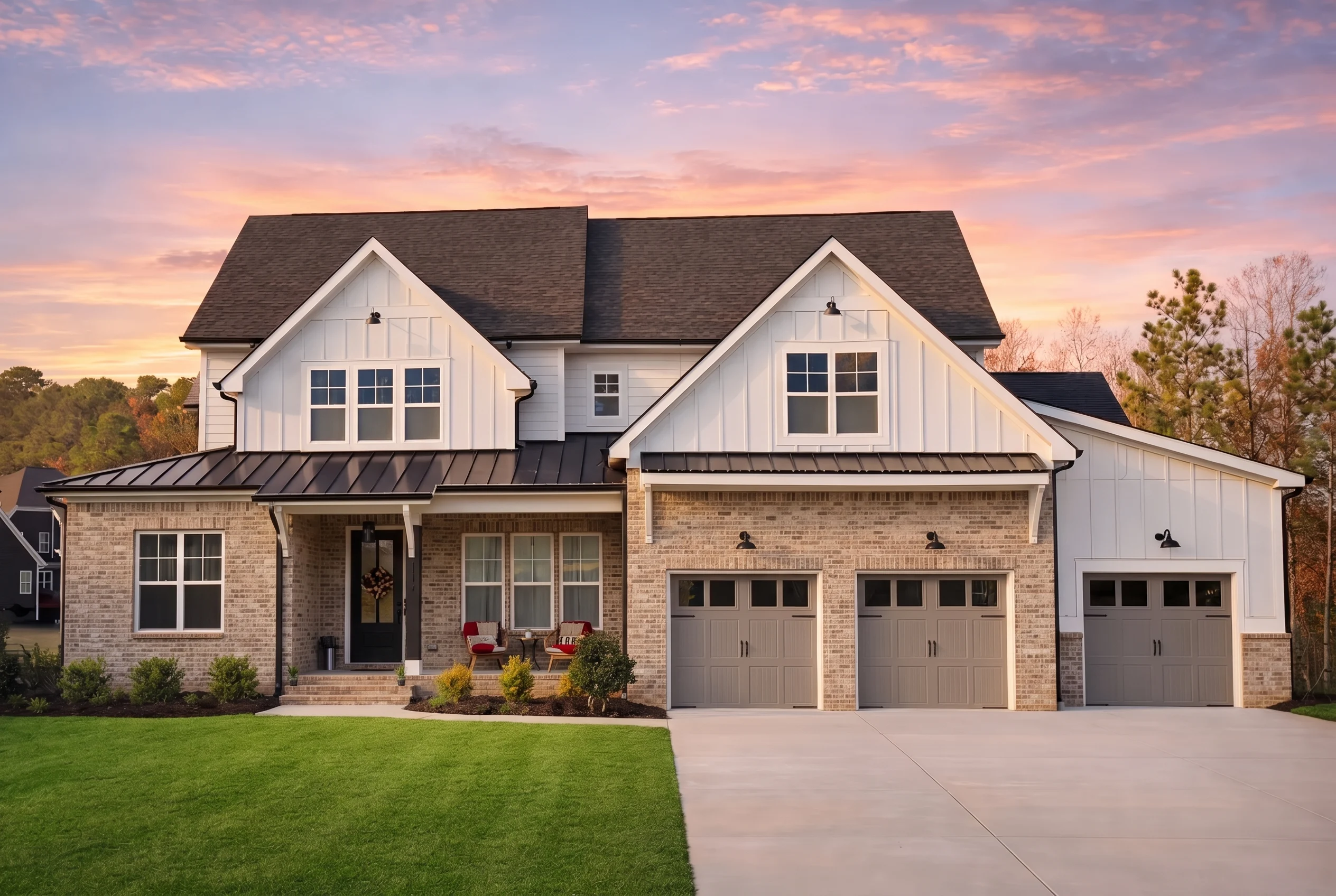 Plan  20-1508 – Rivera Walk | Modern  Farmhouse – 5-Bed, 4.5-Bath, 4,132 SF - Natural Brick, AI-generated exterior concept