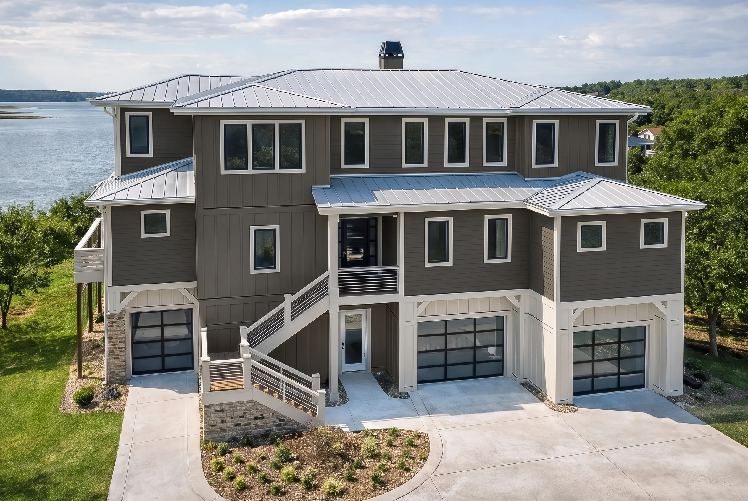 Plan  17-1908 – The Cook Cottage |  Coastal – 4-Bed, 4.5-Bath, 3,765 SF - Warm Charcoal, AI-generated exterior concept