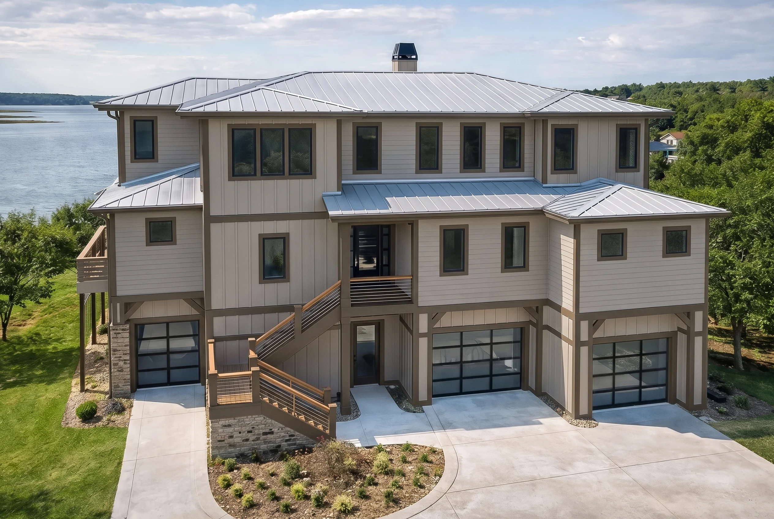 Plan  17-1908 – The Cook Cottage |  Coastal – 4-Bed, 4.5-Bath, 3,765 SF - Mushroom Taupe, AI-generated exterior concept