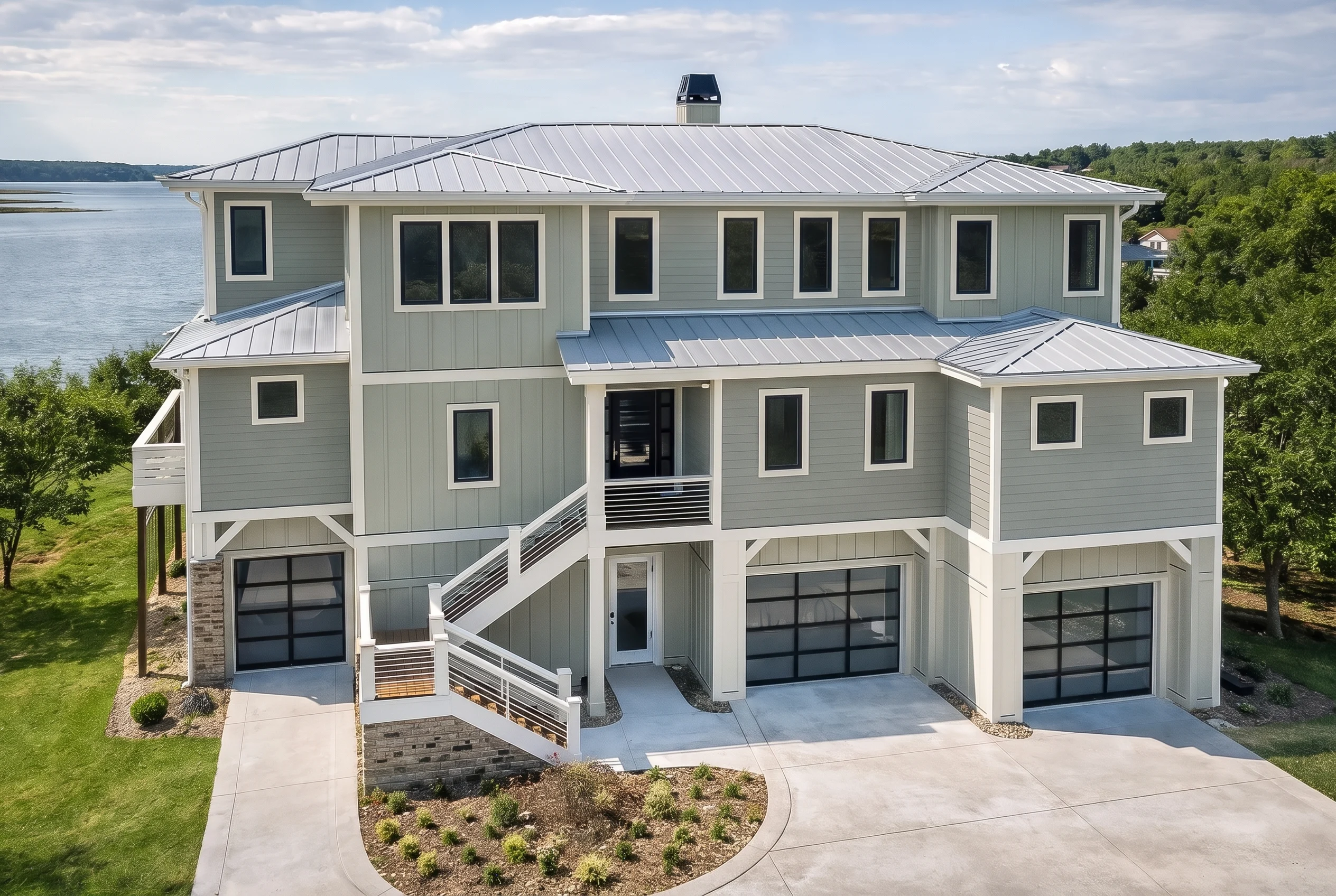 Plan  17-1908 – The Cook Cottage |  Coastal – 4-Bed, 4.5-Bath, 3,765 SF - Muted Sage, AI-generated exterior concept