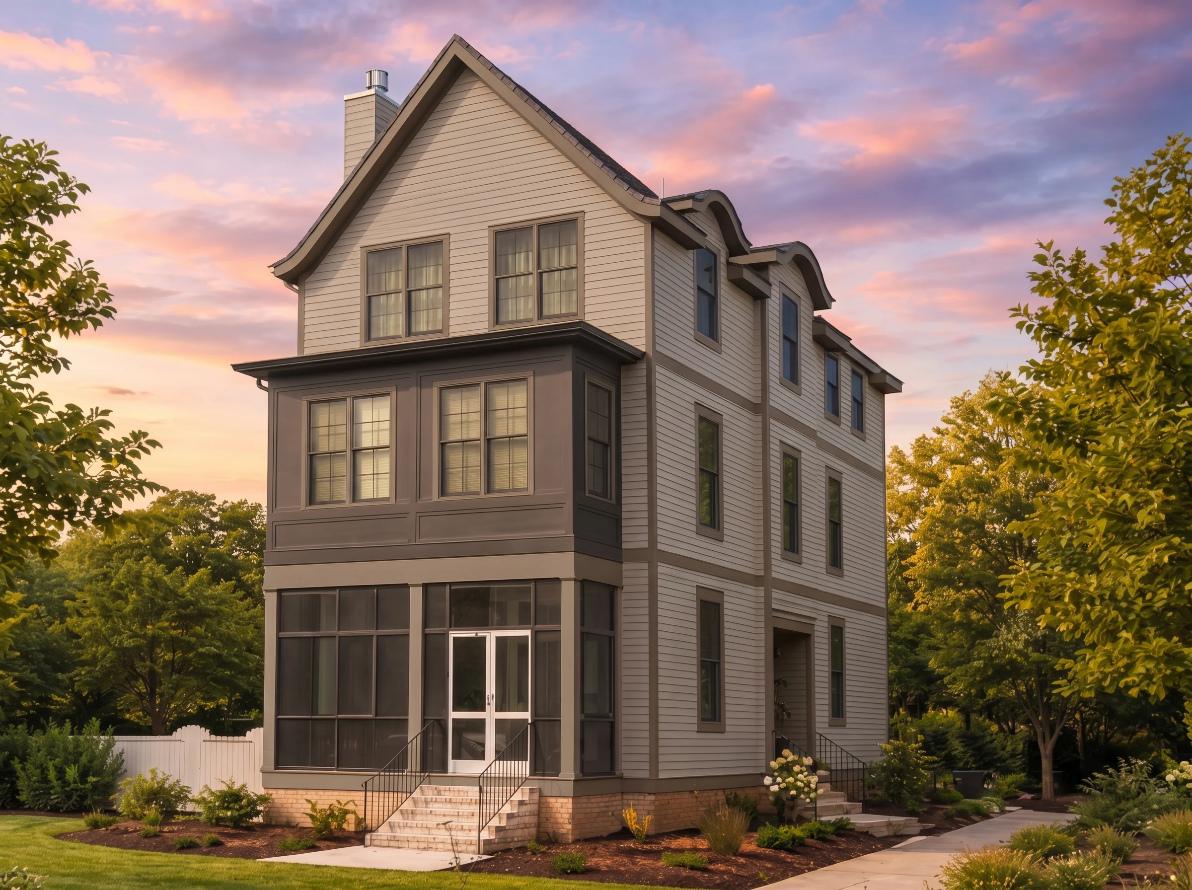 Plan  20-1143 – The Scott Farmhouse  | Neo-Colonial – 4-Bed, 3.5-Bath, 2,707 SF - Mushroom Taupe, AI-generated exterior concept