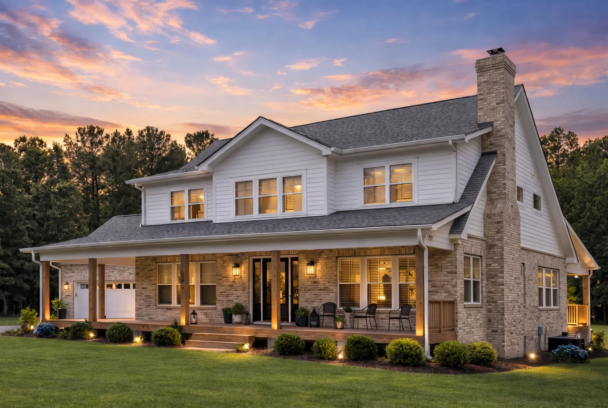 Plan  20-1517 – The Cooper Farmhouse  | Modern Traditional – 4-Bed, 4-Bath, 2,750 SF - Natural Brick, AI-generated exterior concept