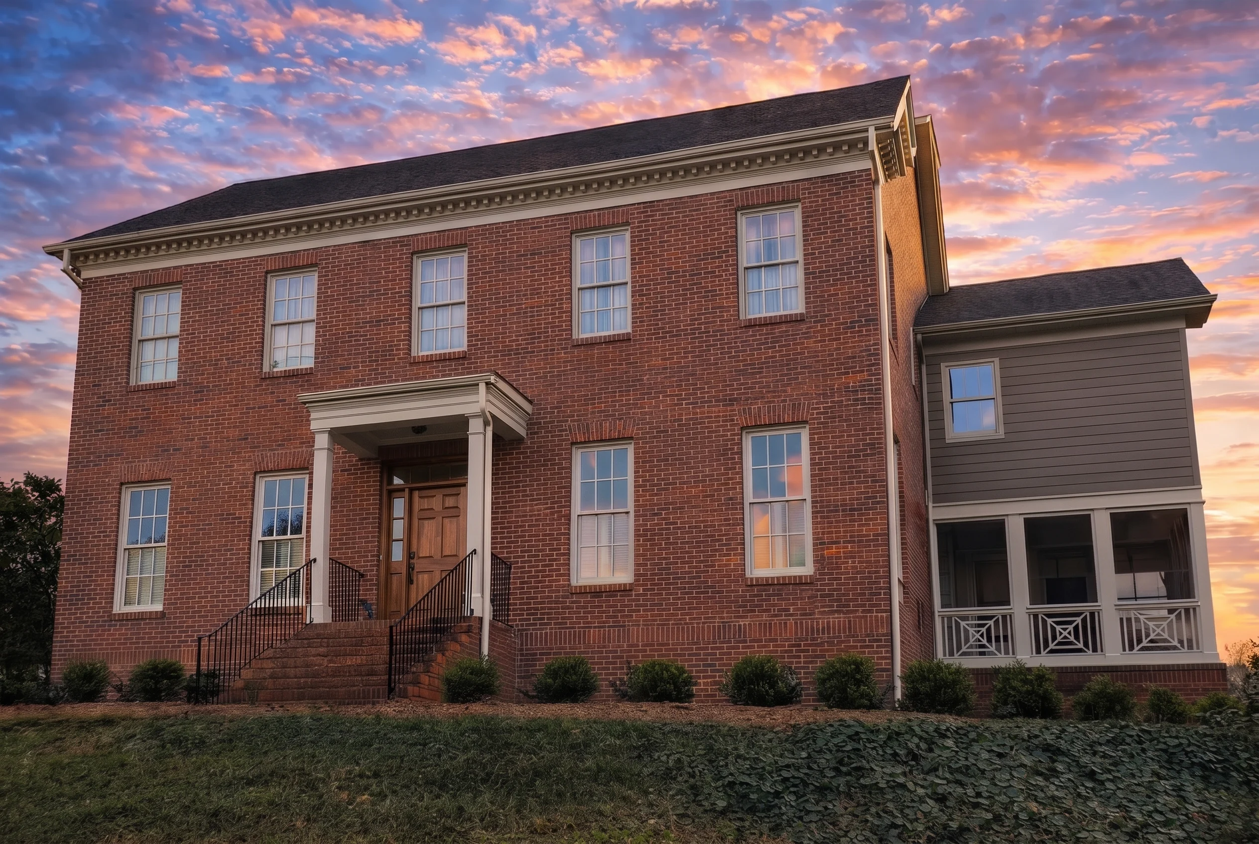 Plan  8-1980 – The Robinson Cottage  | Georgian Colonial – 4-Bed, 4.5-Bath, 3,210 SF - Warm Charcoal, AI-generated exterior concept