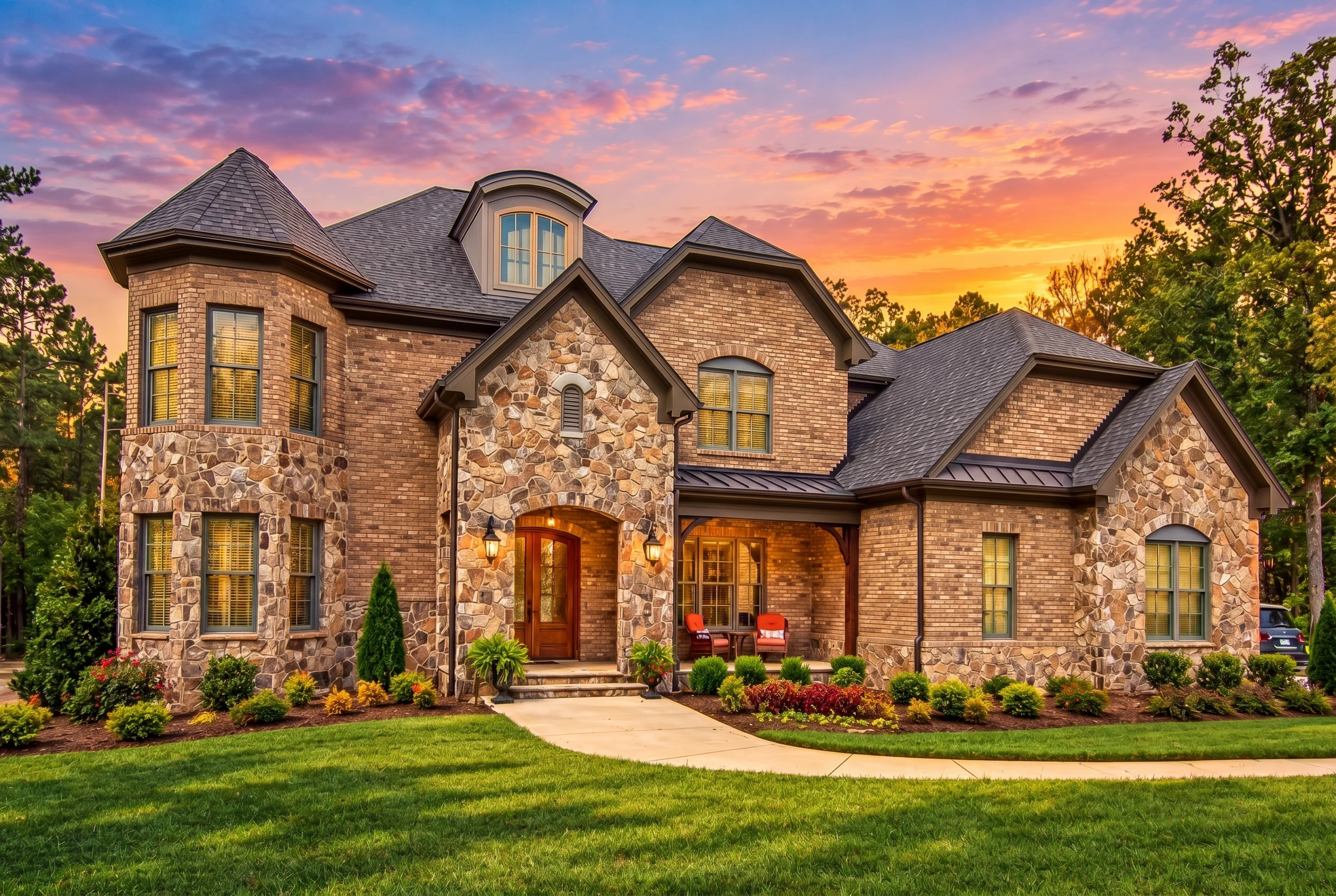 Plan  16-1302 – The Morgan Cottage |  New American – 4-Bed, 5-Bath, 5,355 SF - Mushroom Taupe, AI-generated exterior concept