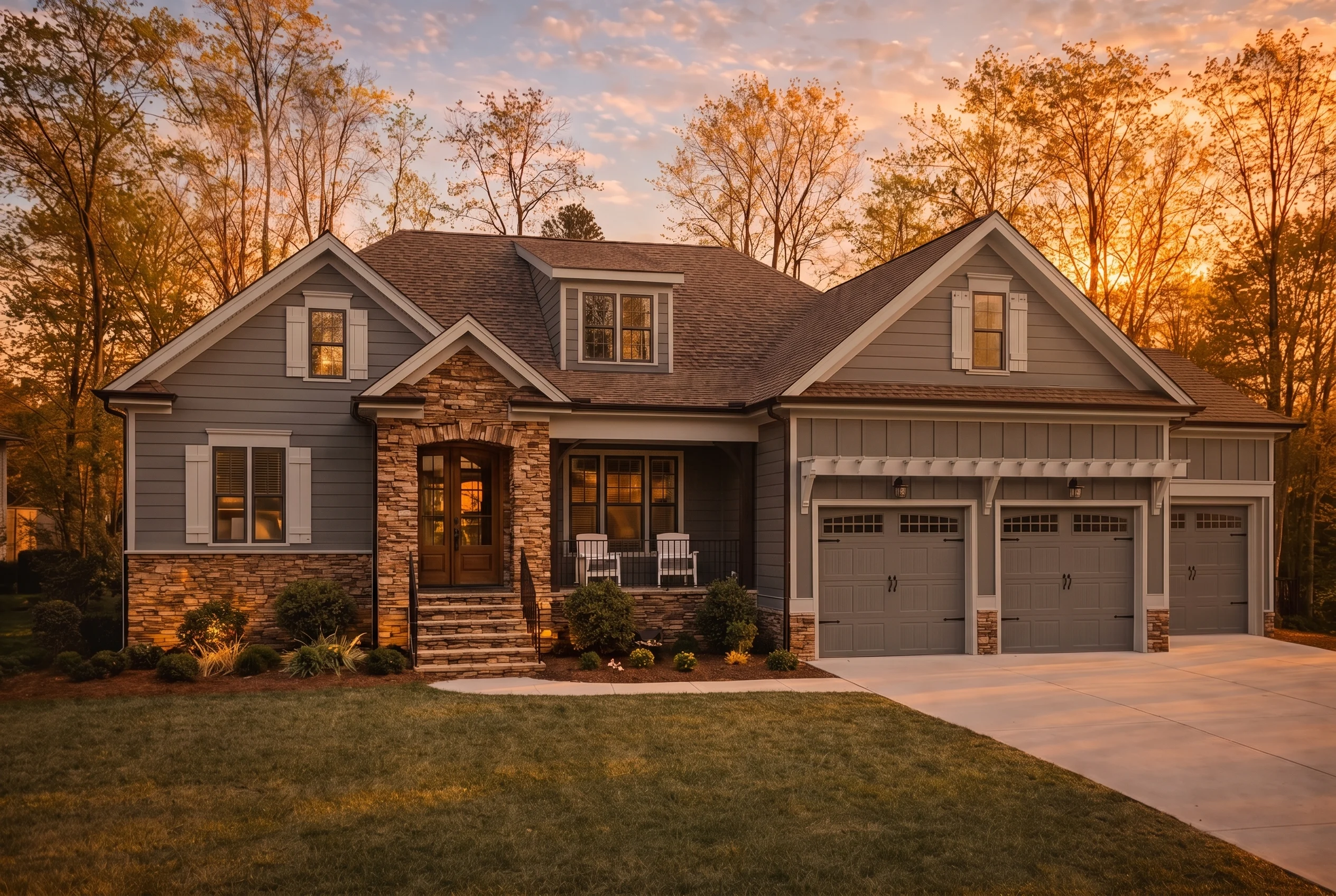 Plan  10-1587 – Longleaf Cottage |  Modern Farmhouse – 3-Bed, 3.5-Bath, 2,577 SF - Warm Charcoal, AI-generated exterior concept