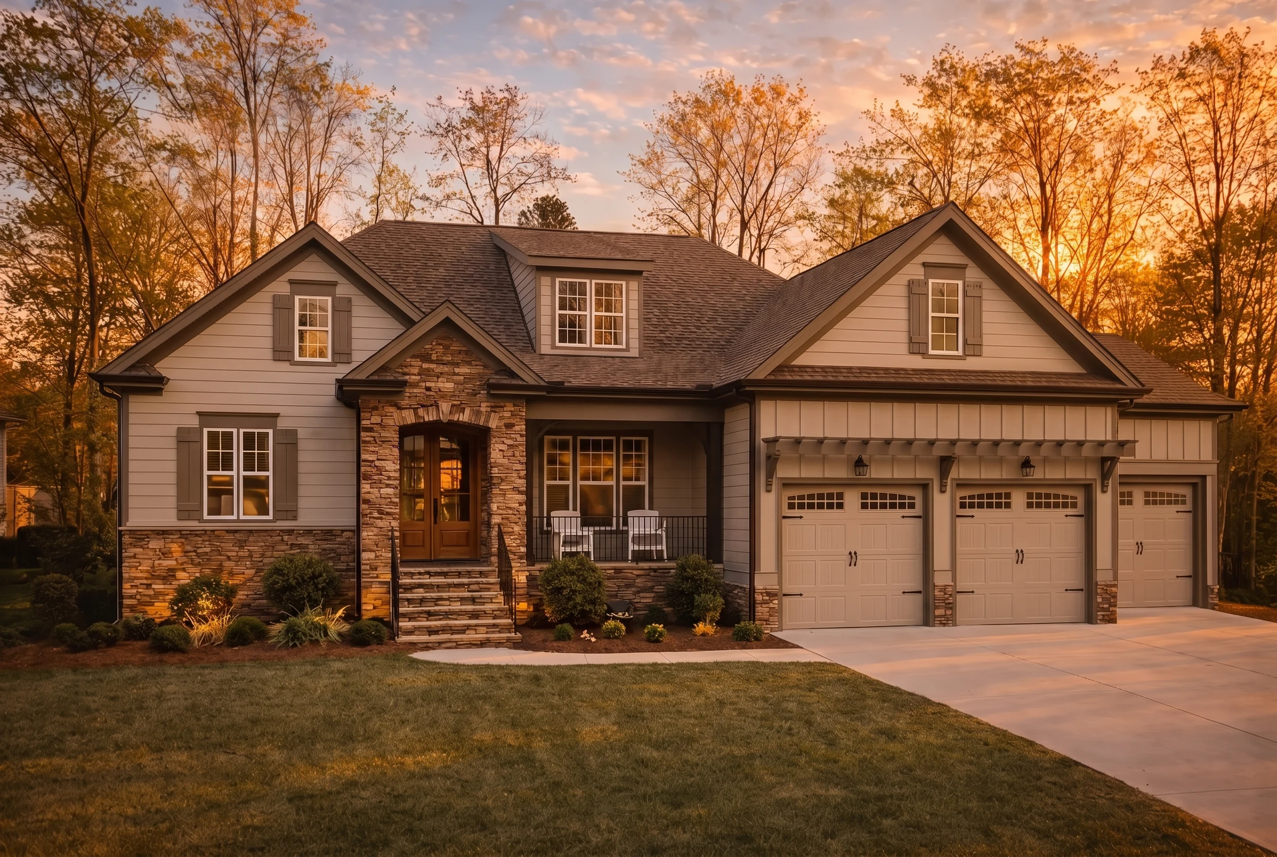 Plan  10-1587 – Longleaf Cottage |  Modern Farmhouse – 3-Bed, 3.5-Bath, 2,577 SF - Mushroom Taupe, AI-generated exterior concept