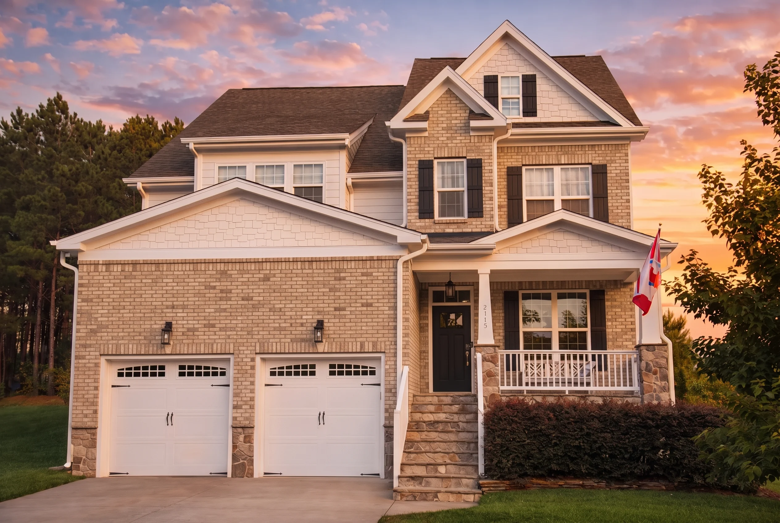 Plan  13-1493 – Linden Point House |  Modern Farmhouse – 4-Bed, 3-Bath, 3,252 SF - Natural Brick, AI-generated exterior concept
