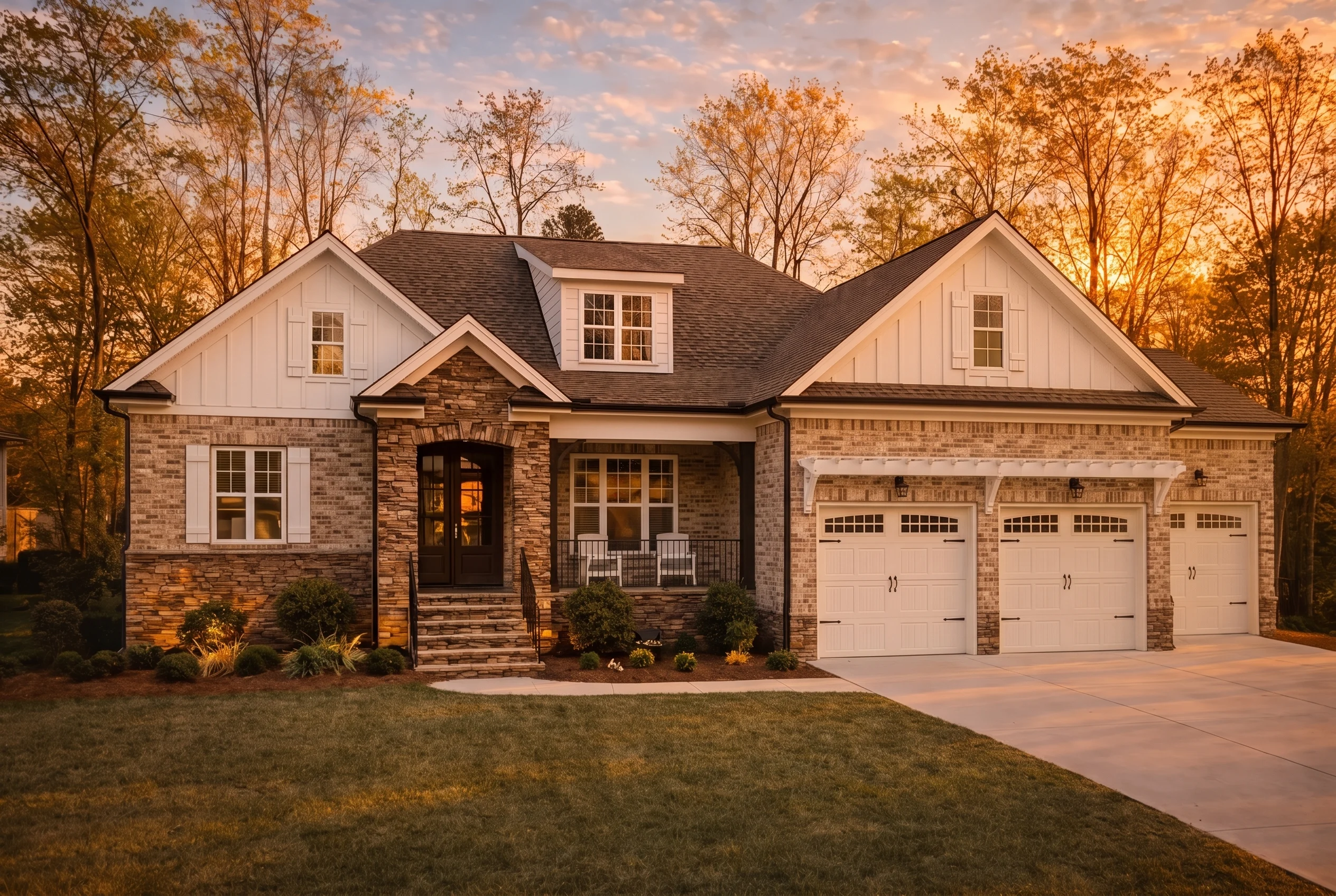 Plan  10-1587 – Longleaf Cottage |  Modern Farmhouse – 3-Bed, 3.5-Bath, 2,577 SF - Natural Brick, AI-generated exterior concept
