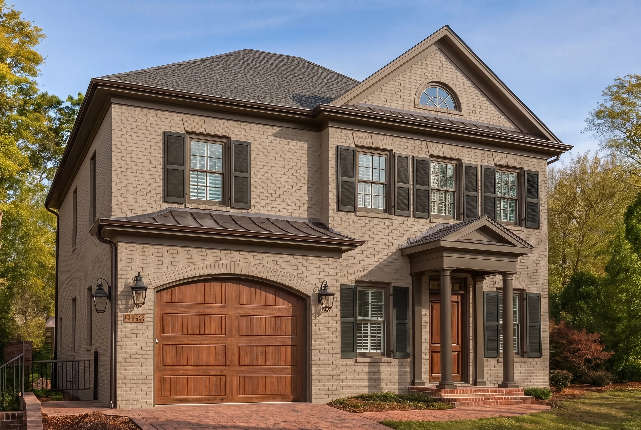Plan  16-1511 – Watson Crossing |  Colonial Revival – 3-Bed, 3.5-Bath, 3,853 SF - Mushroom Taupe, AI-generated exterior concept