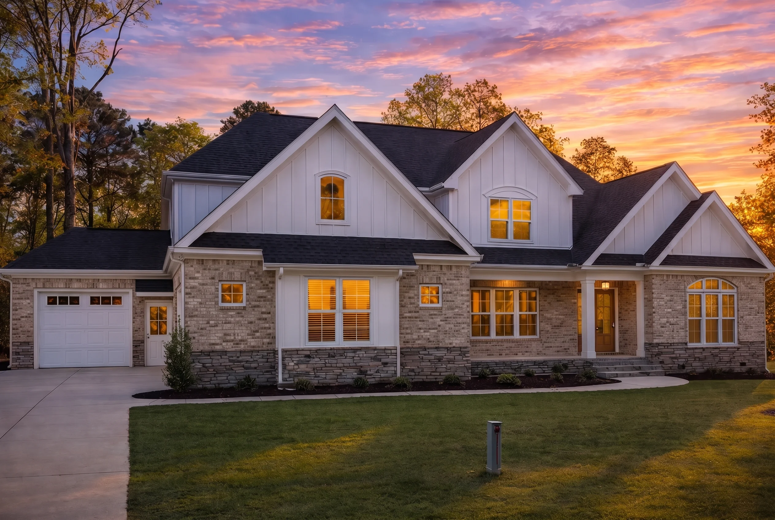 Plan  20-1606 – The Ward Cottage |  New American – 4-Bed, 3-Bath, 3,932 SF - Natural Brick, AI-generated exterior concept