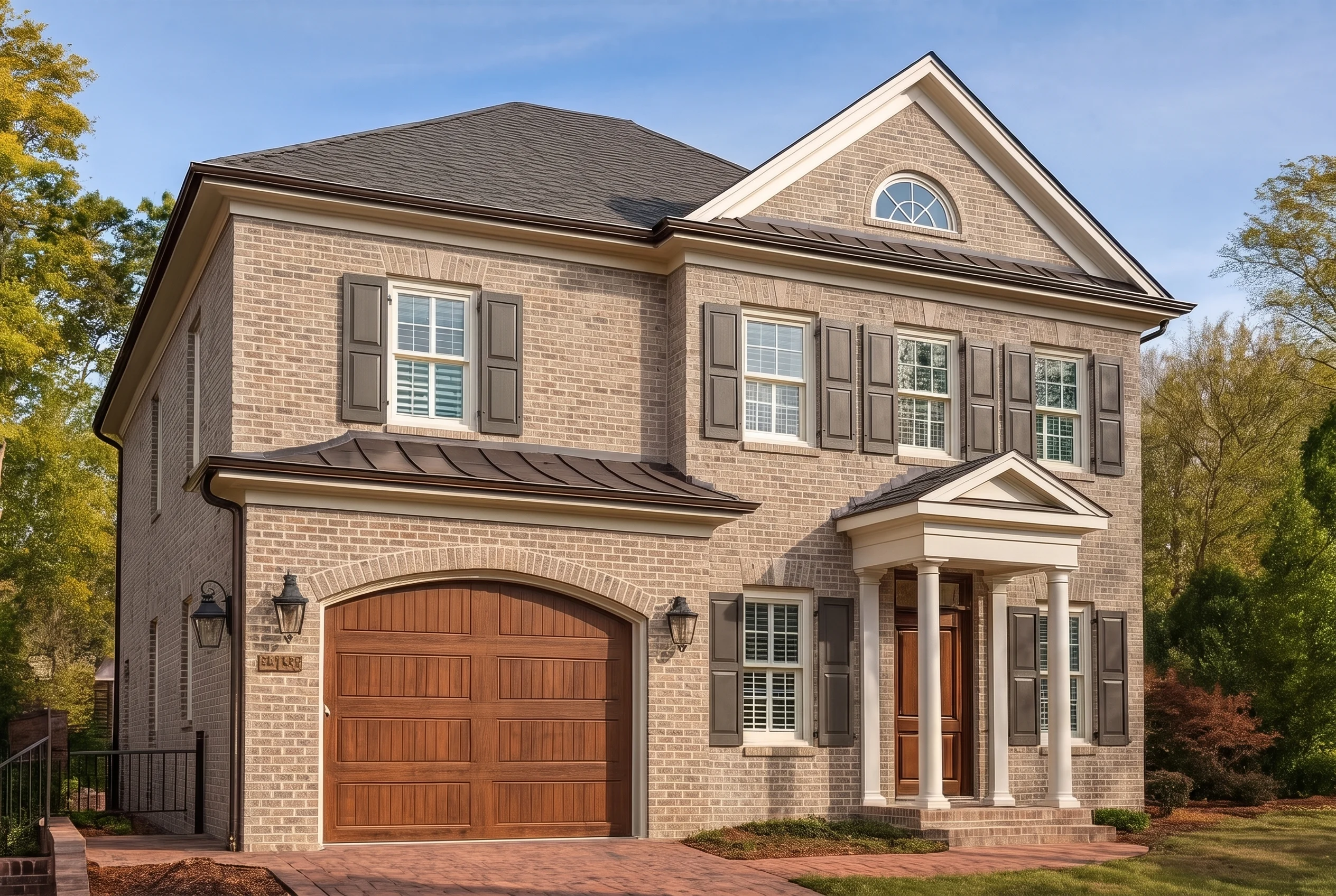 Plan  16-1511 – Watson Crossing |  Colonial Revival – 3-Bed, 3.5-Bath, 3,853 SF - Natural Brick, AI-generated exterior concept