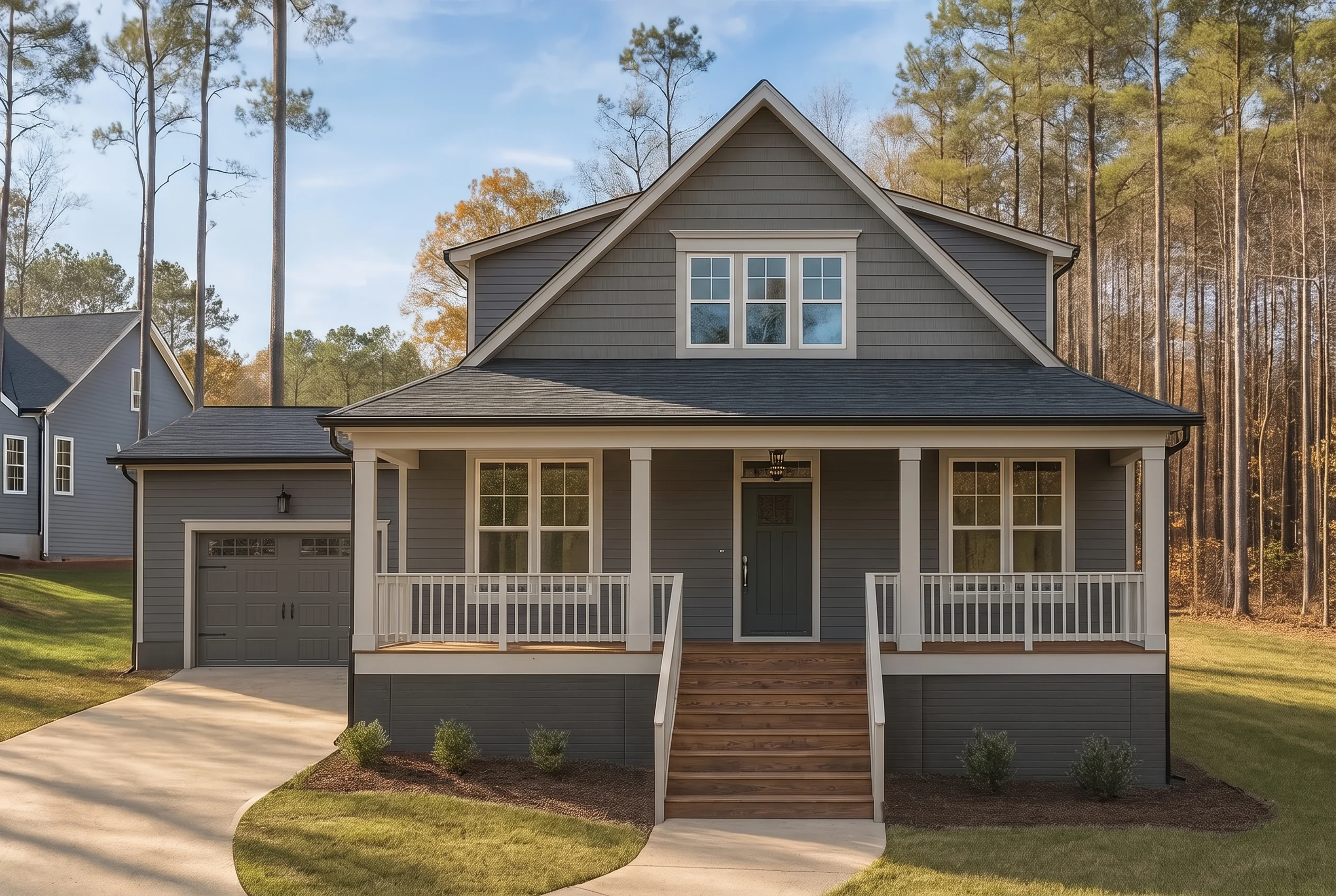 Plan  20-2154 – The Rodriguez Cottage  | Southern Farmhouse – 3-Bed, 3-Bath, 1,812 SF - Warm Charcoal, AI-generated exterior concept