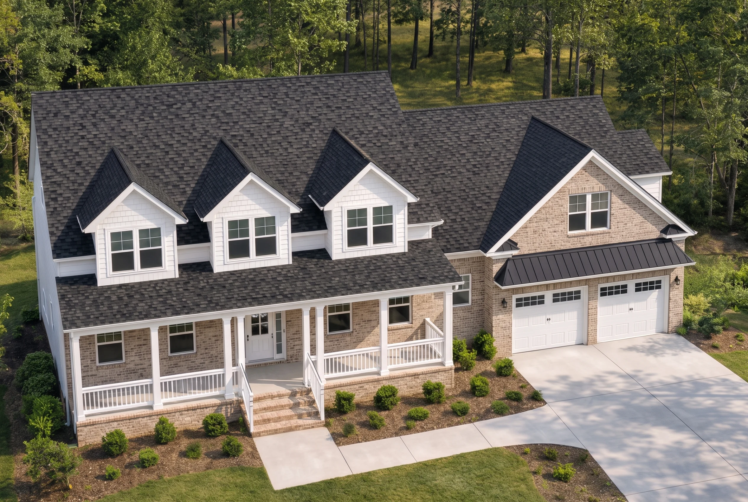 Plan  11-1875 – Hickory Creek Estate  | Traditional Colonial – 4-Bed, 4-Bath, 4,074 SF - Natural Brick, AI-generated exterior concept
