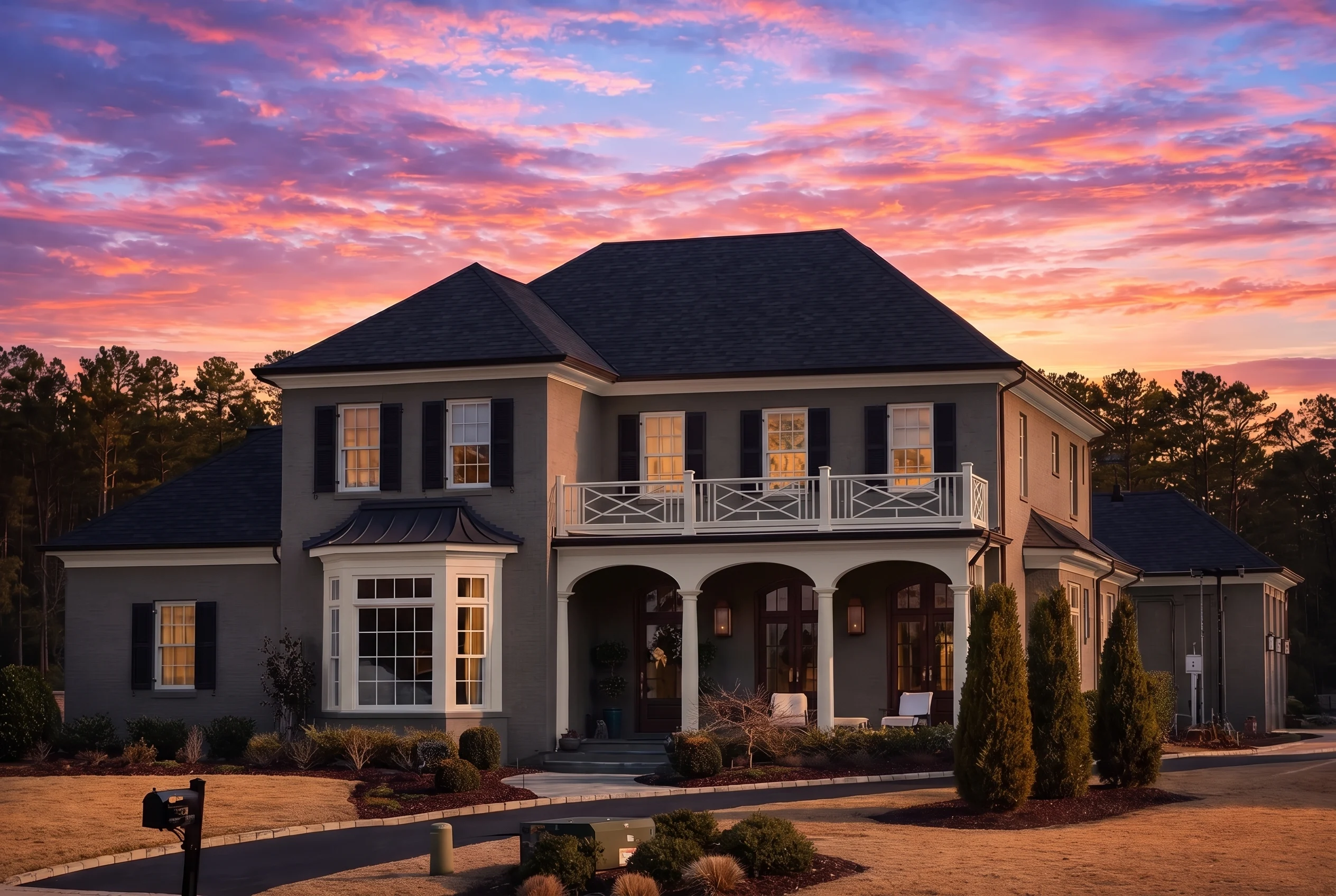 Plan  15-1678 – Jones Crossing |  Georgian – 4-Bed, 3.5-Bath, 3,892 SF - Warm Charcoal, AI-generated exterior concept