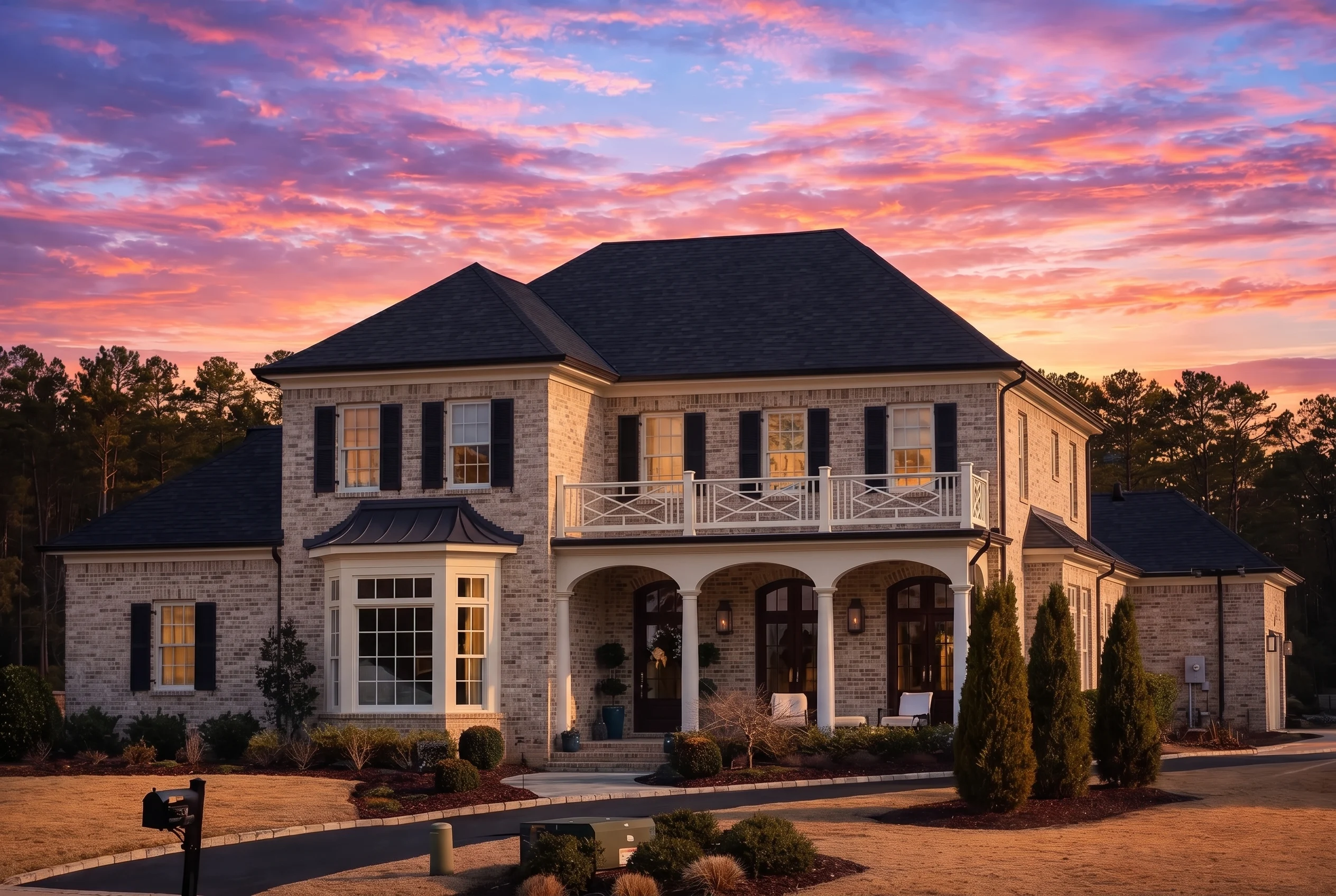 Plan  15-1678 – Jones Crossing |  Georgian – 4-Bed, 3.5-Bath, 3,892 SF - Natural Brick, AI-generated exterior concept